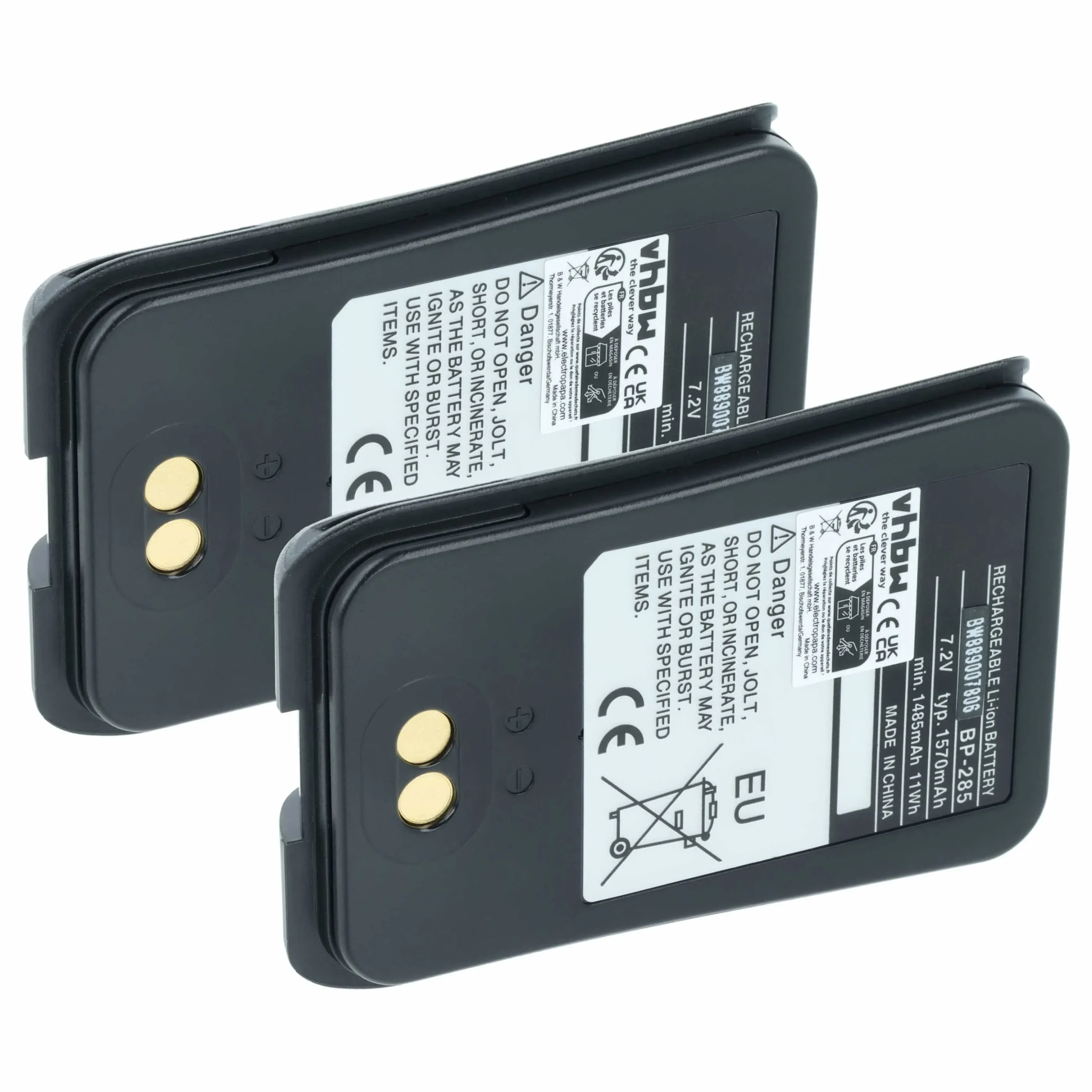 2x Batteries remplace Icom BP-285 pour radio talkie-walkie Icom- 1570mAh 7,2V Li-ion