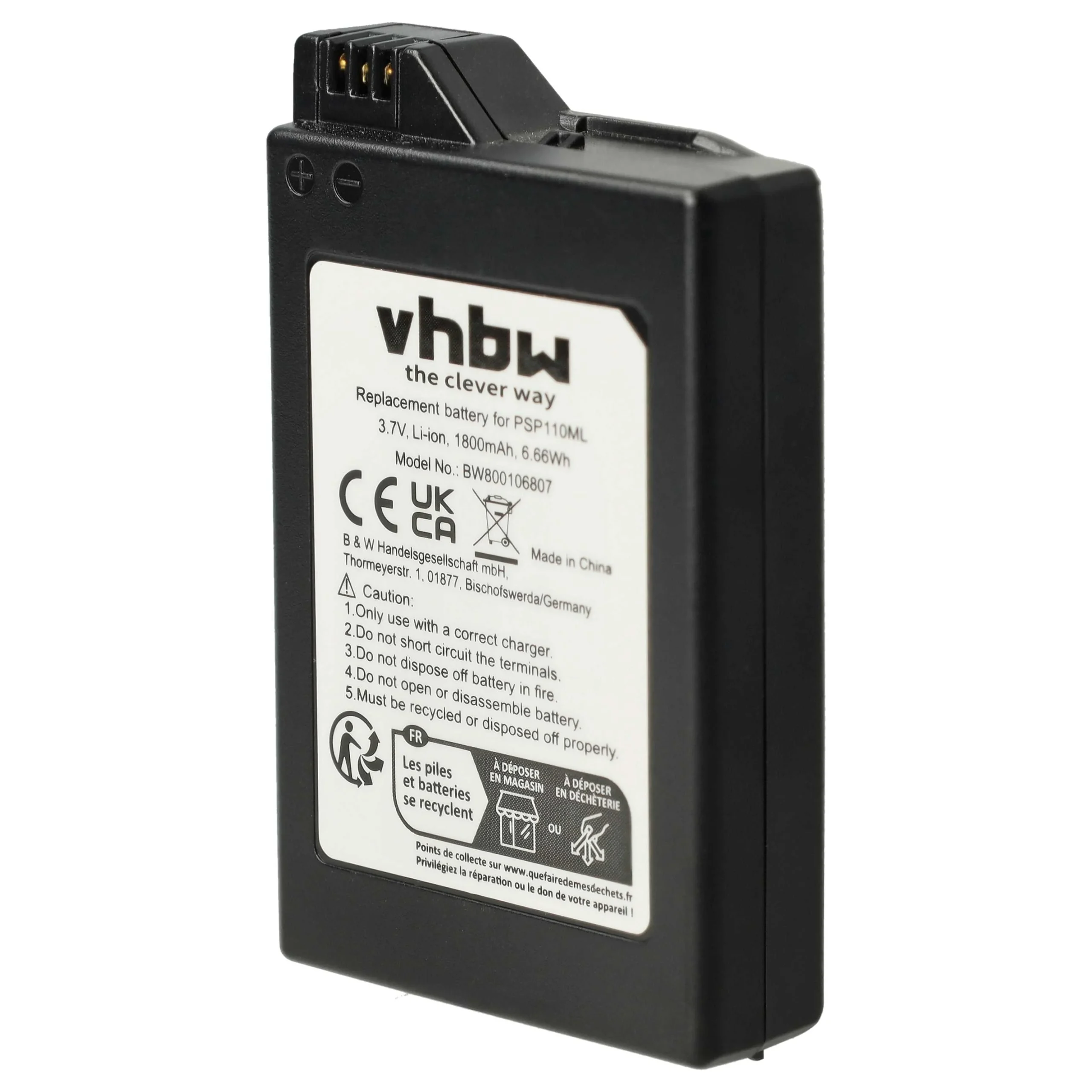 Batterie remplace Sony PSP-110, PSP-280G console de jeux - 1800mAh 3,7V Li-ion