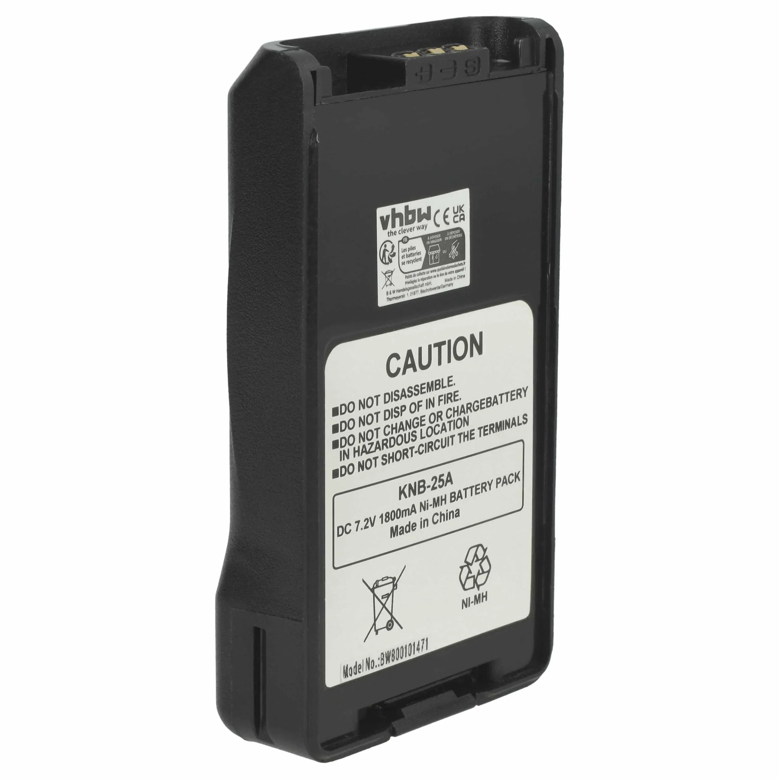 Batterie remplace Kenwood KNB-24L, KNB-24Li, KNB-24 pour radio talkie-walkie Kenwood- 1800mAh 7,2V NiMH