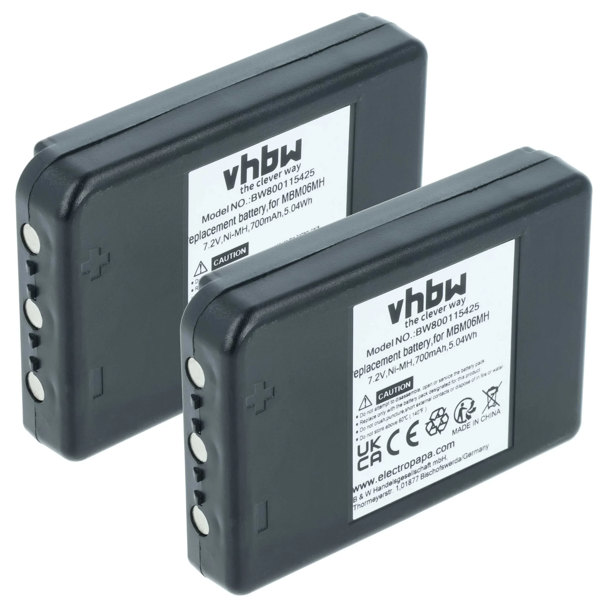 Batterie (2 pièces) remplace Autec MBM06MH - 700mAh 7,2V NiMH
