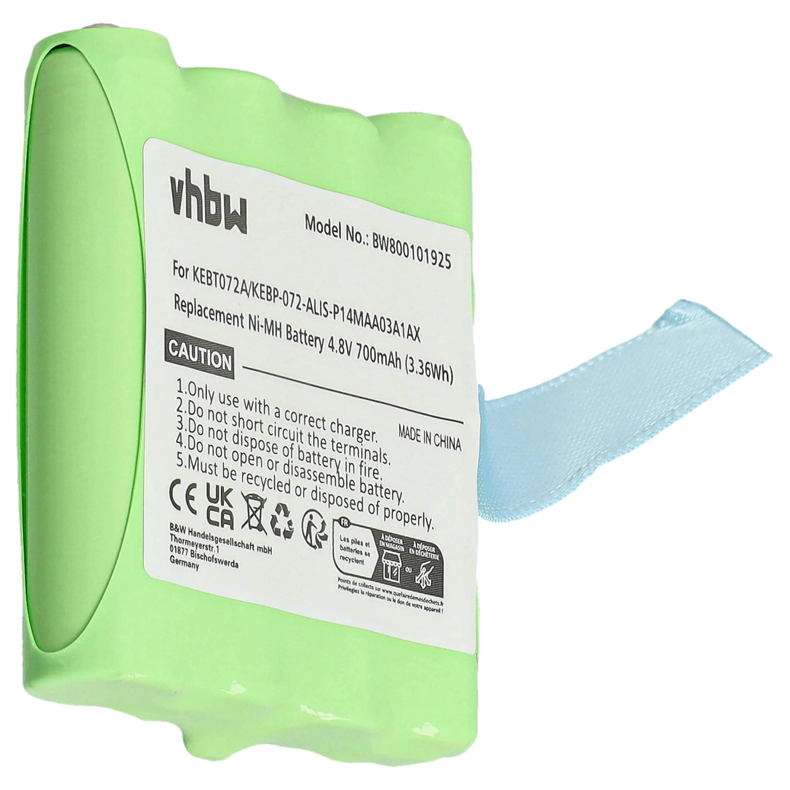 Batterie remplace Midland KEBT072A, BATT4R, BATT-4R pour radio talkie-walkie Switel- 700mAh 4,8V NiMH