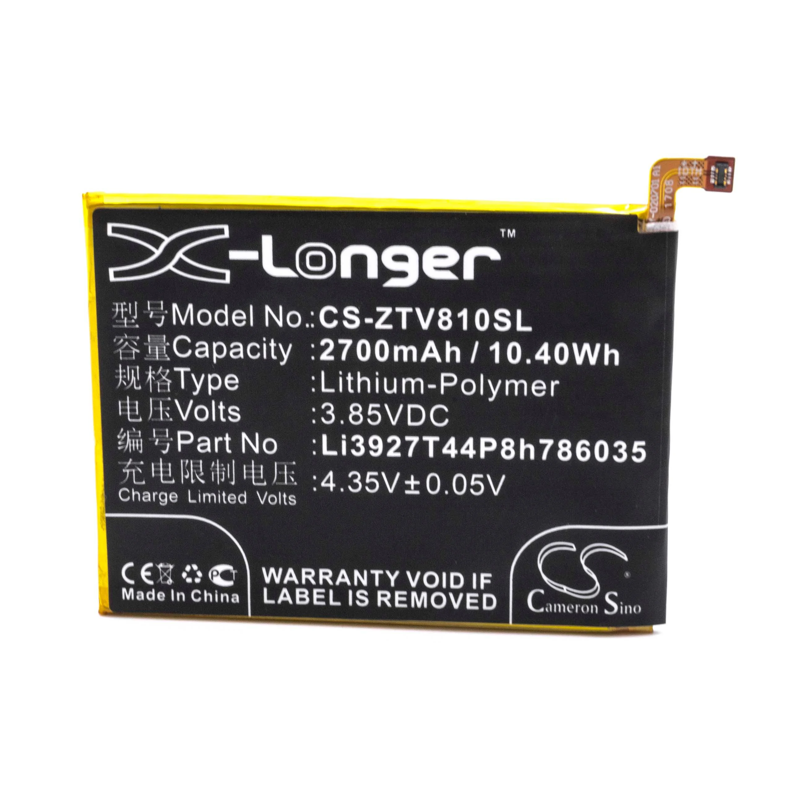 Batterie remplace ZTE Li3927T44P8h786035 téléphone portable ZTE - 2700mAh 3,85V Li-polymère