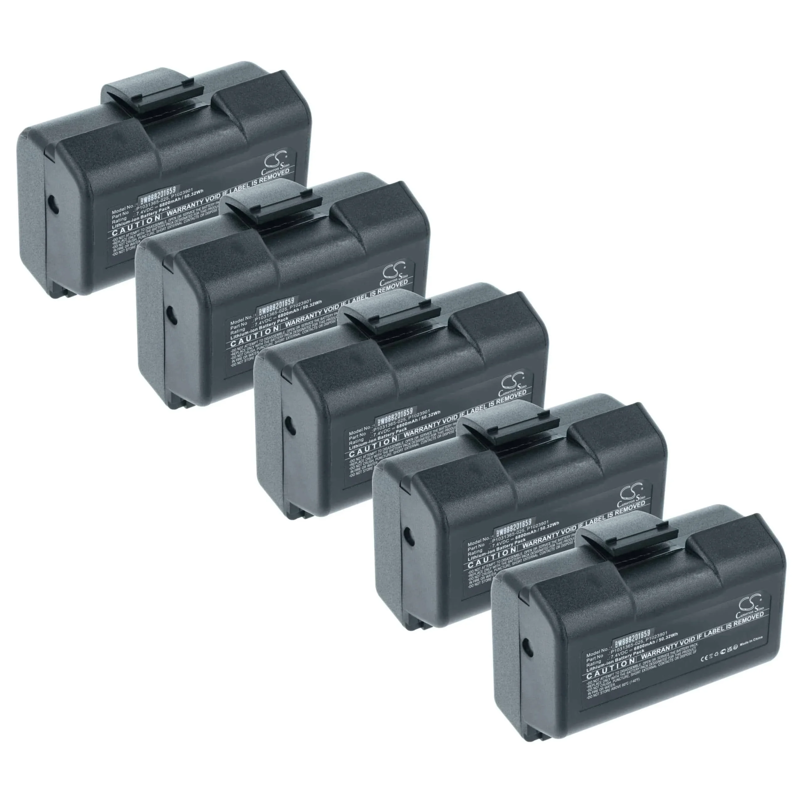 5x Batteries remplace Zebra AT16004, BTRY-MPP-34MA1-01 pour imprimante Zebra - 6800mAh 7,4V Li-ion