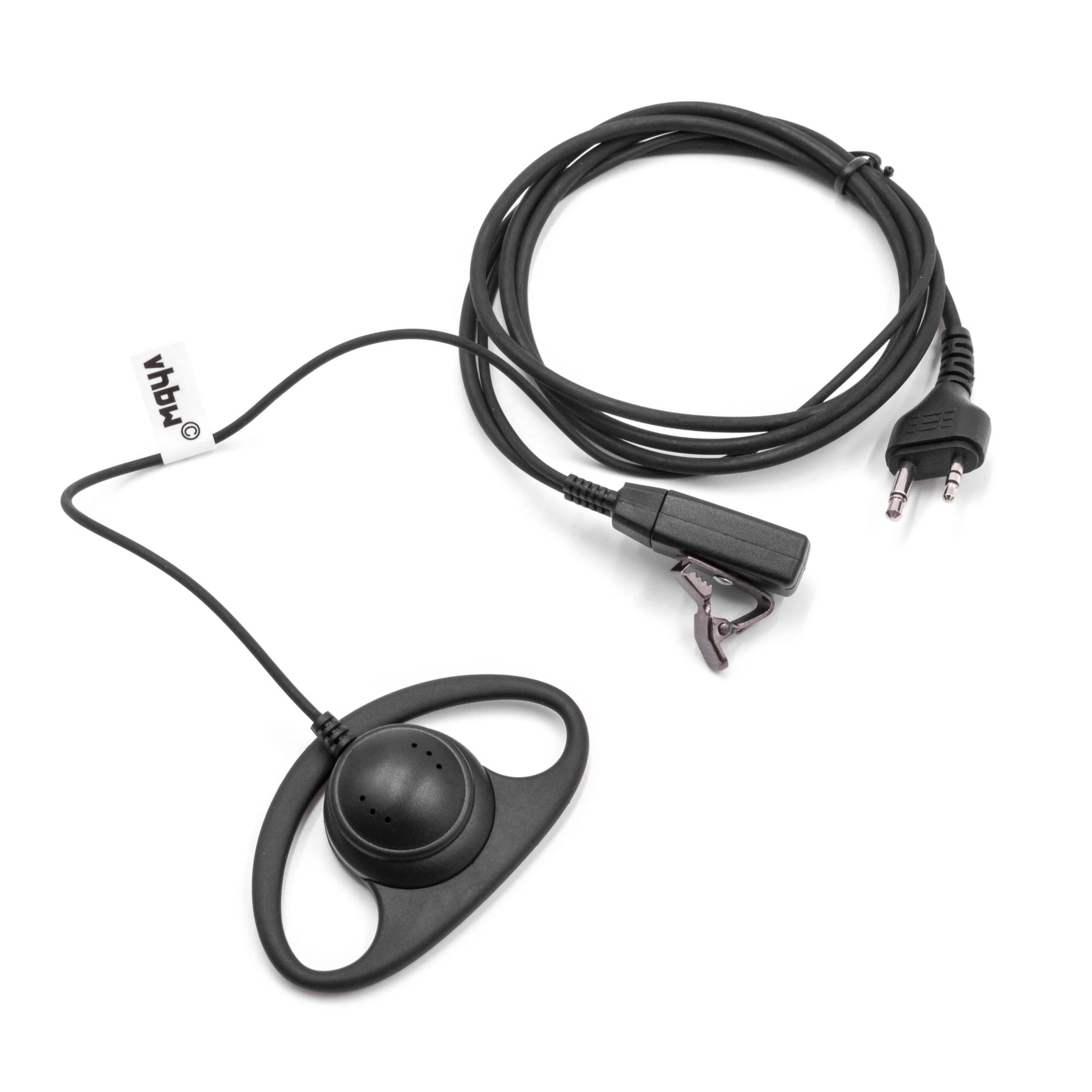 Oreillette de talkie-walkie pour Midland CXT240 et autres - Avec touche de réponse + support clip, noir