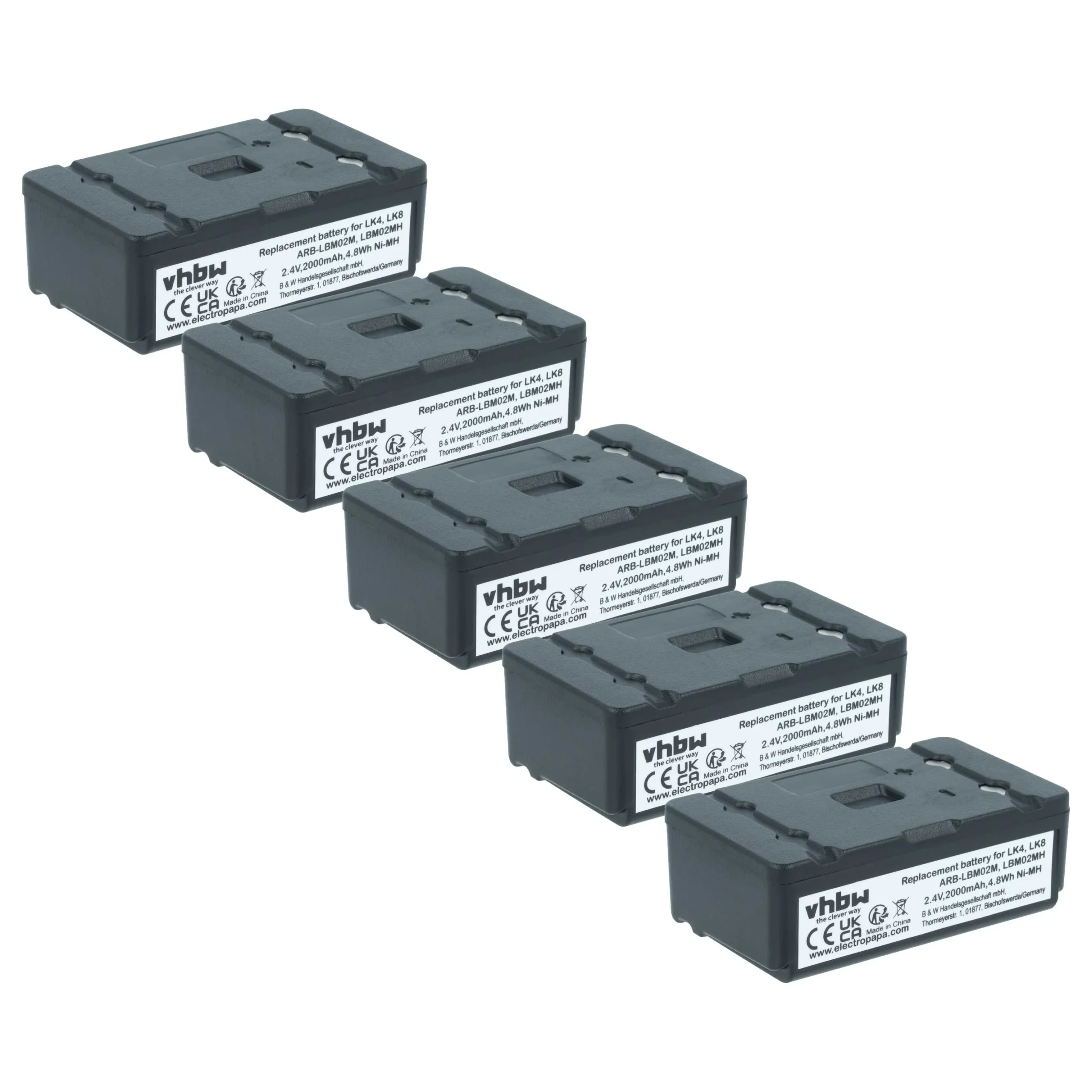 5x Batteries remplace Autec ARB-LBM02M, LBM02MH pour télécommande Autec- 2000mAh 2,4V NiMH