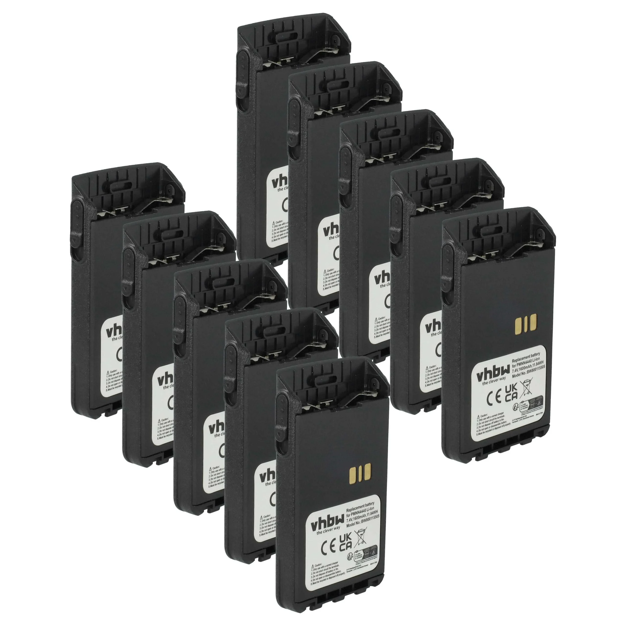 10x Batteries remplace Motorola PMNN4440, PMNN4440AR pour radio talkie-walkie Motorola- 1600mAh 7,4V Li-ion