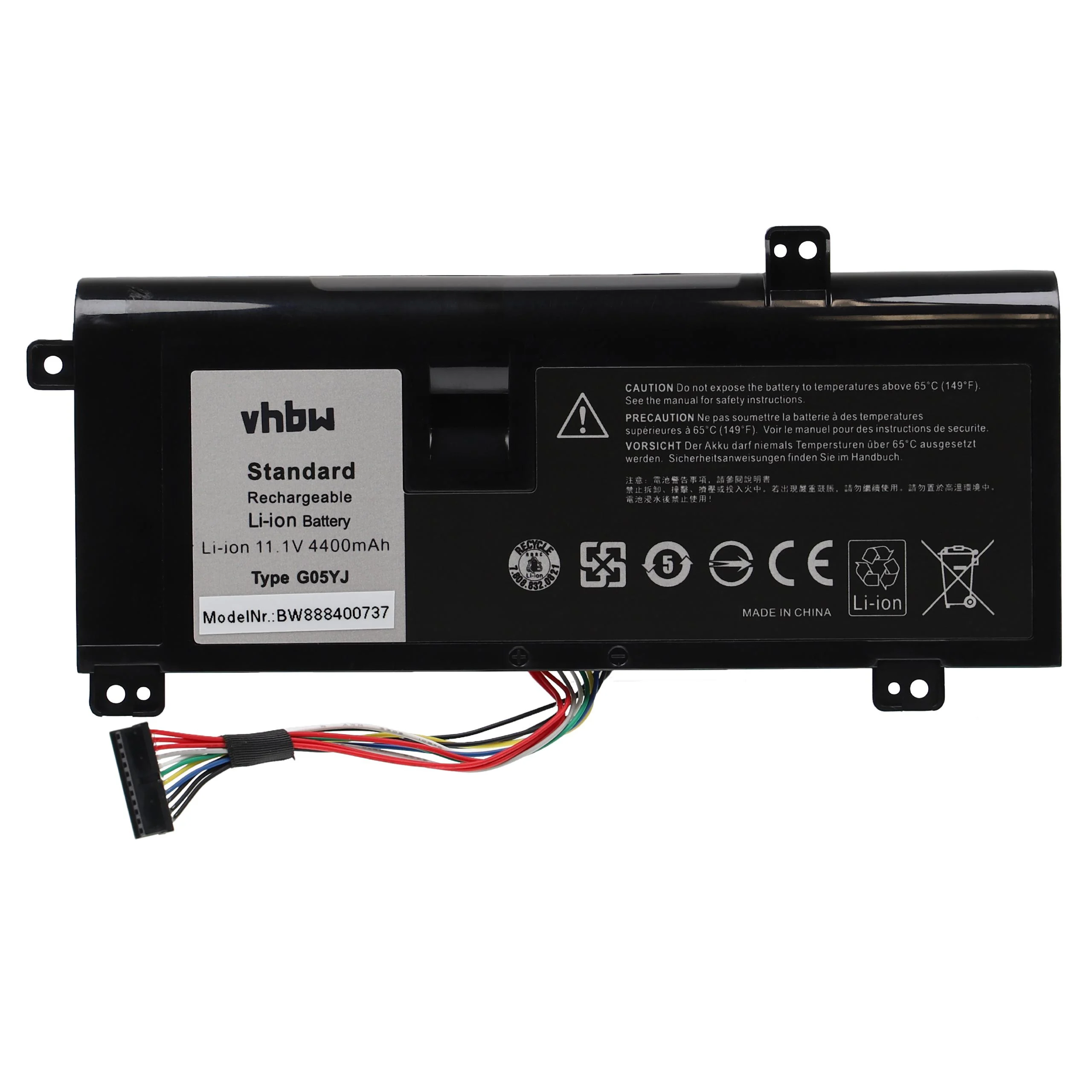 Batterie remplace Dell 0G05YJ, 08X70T, G05YJ, 8X70T, GO5YJ pour ordinateur portable Dell- 4400mAh 11,1V Li-ion