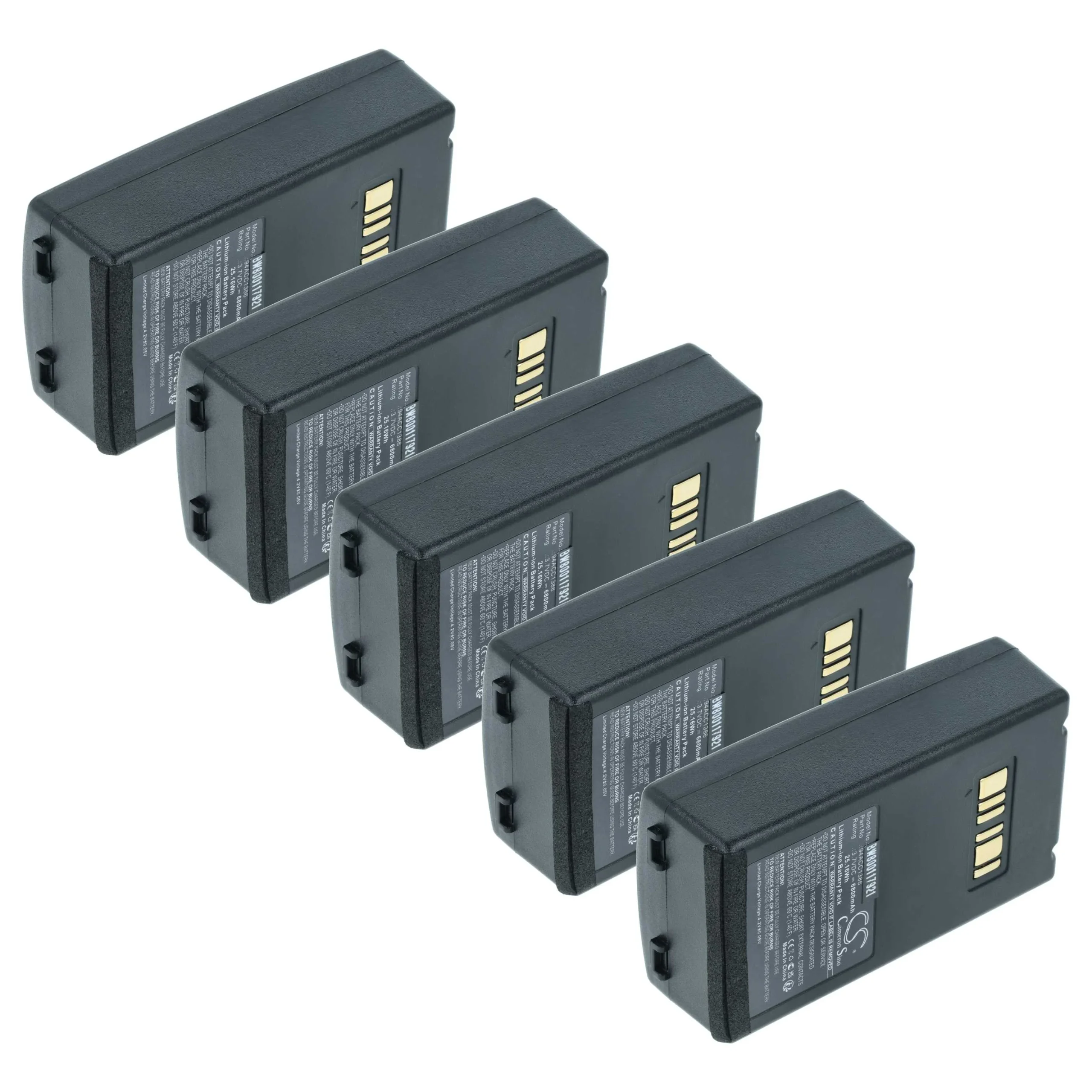 5x Batteries remplace Datalogic 94ACC1386, BT-26, BT-10 pour scanner de code-barre Datalogic - 6800mAh 3,7V