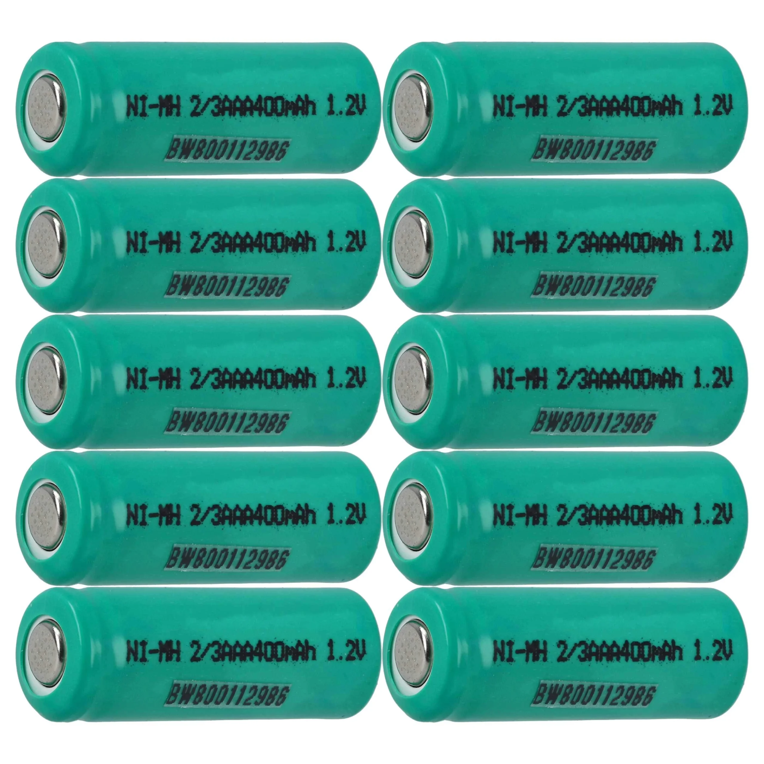 Cellules de batterie (10 piles) remplacement pour 2/3AAA - 400mAh, 1,2V, NiMH