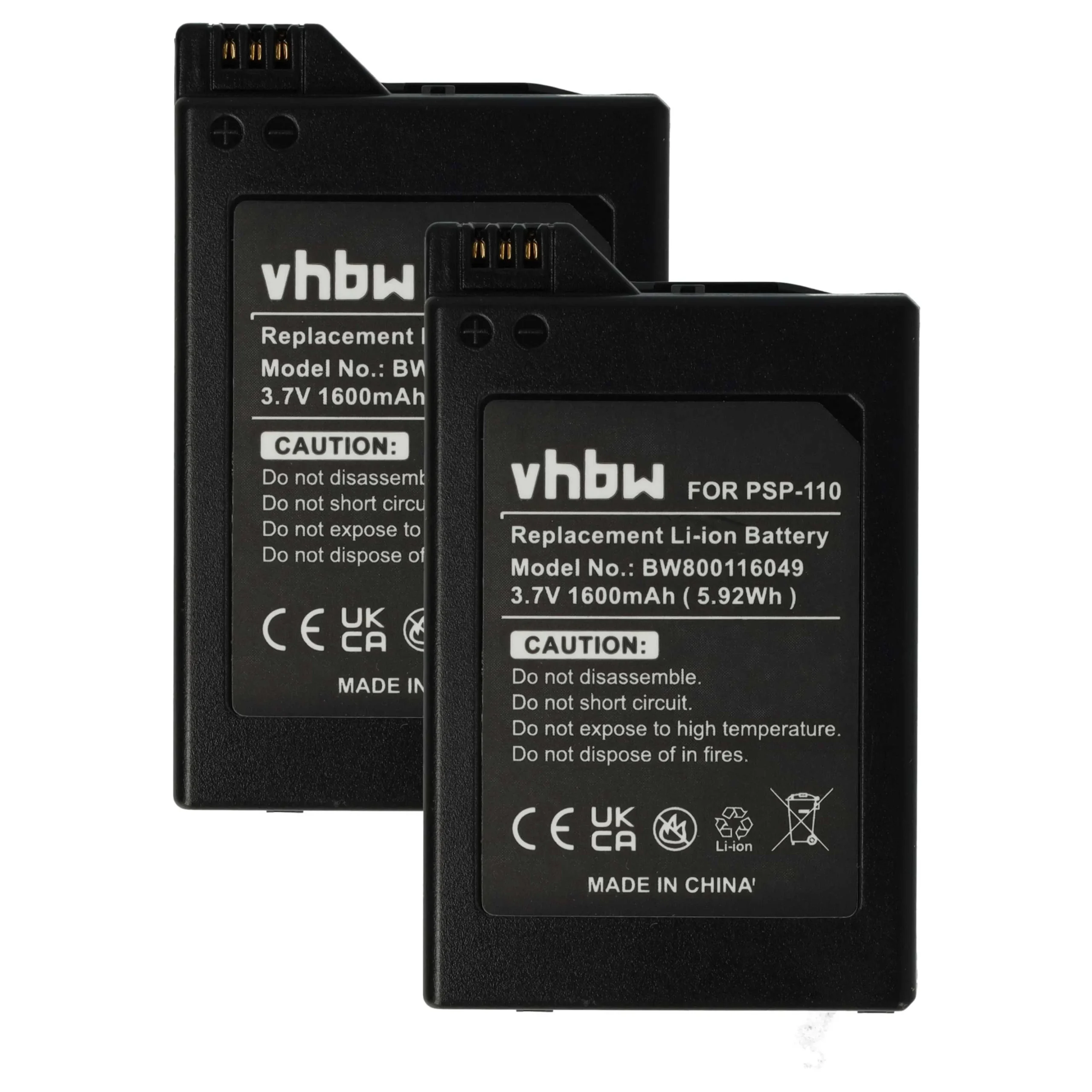 Batterie (2 pcs.) remplace Playstation Portable PSP-280G, PSP-110 console de jeux - 1600mAh 3,7V Li-ion