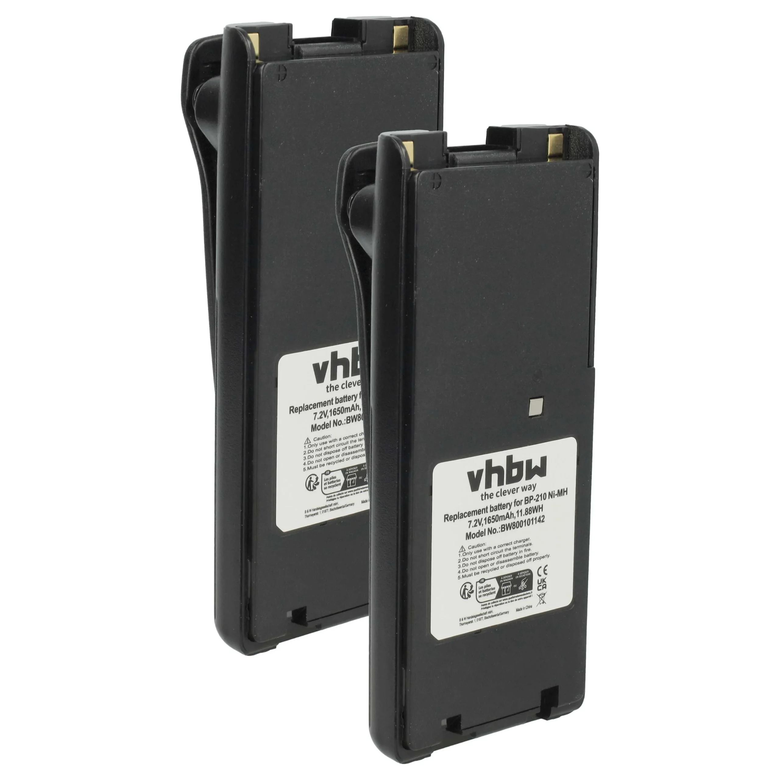 2x Batteries remplace Icom BP-210N, BP-210, BP-209N, BP-209 pour radio talkie-walkie Icom- 1650mAh 7,2V NiMH