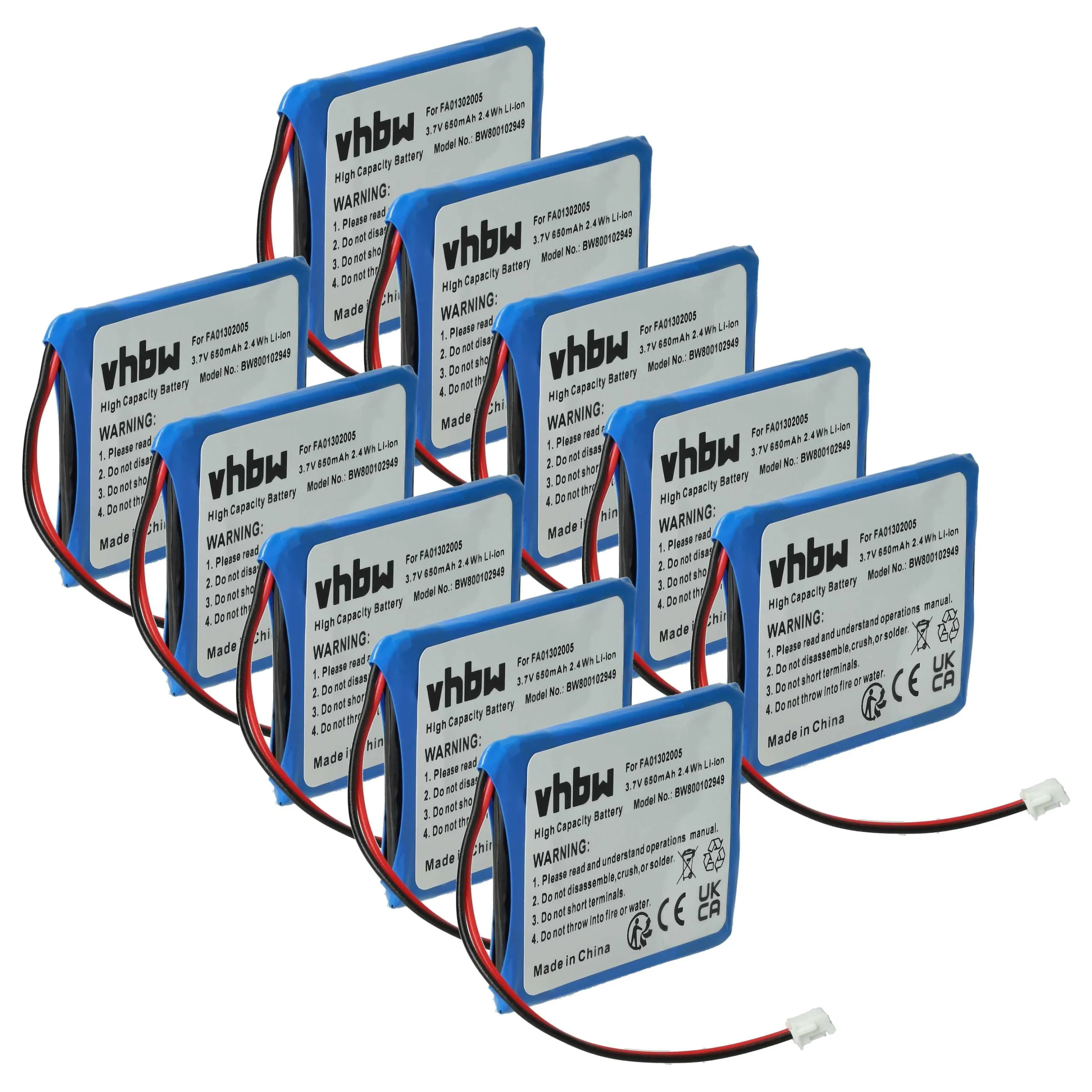 10x Batteries remplace Aastra BKB 201 010/1, FA01302005 pour téléphone Ericsson - 650mAh 3,7V Li-ion