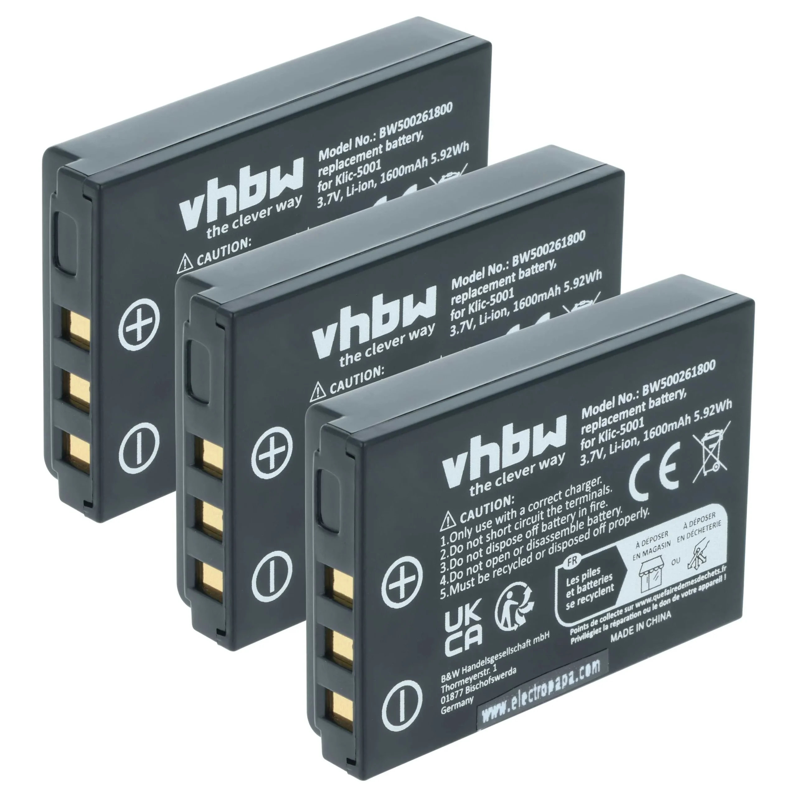 3x Batteries remplace Icom BP-243 pour appareil photo Kodak- 1600mAh 3,6V Li-ion