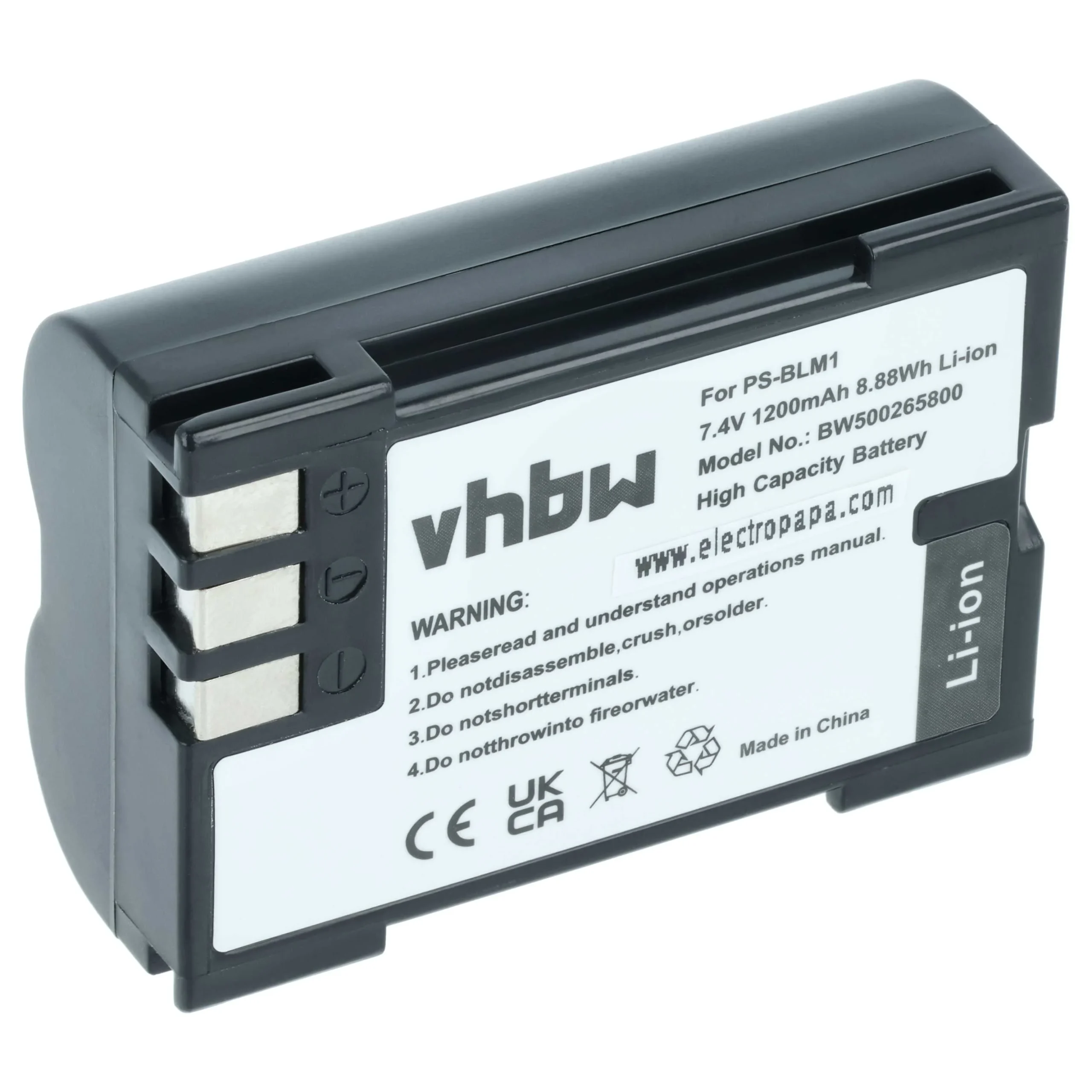 Batterie remplace Olympus PS-BLM1 pour appareil photo Olympus- 1200mAh 7,2V Li-ion