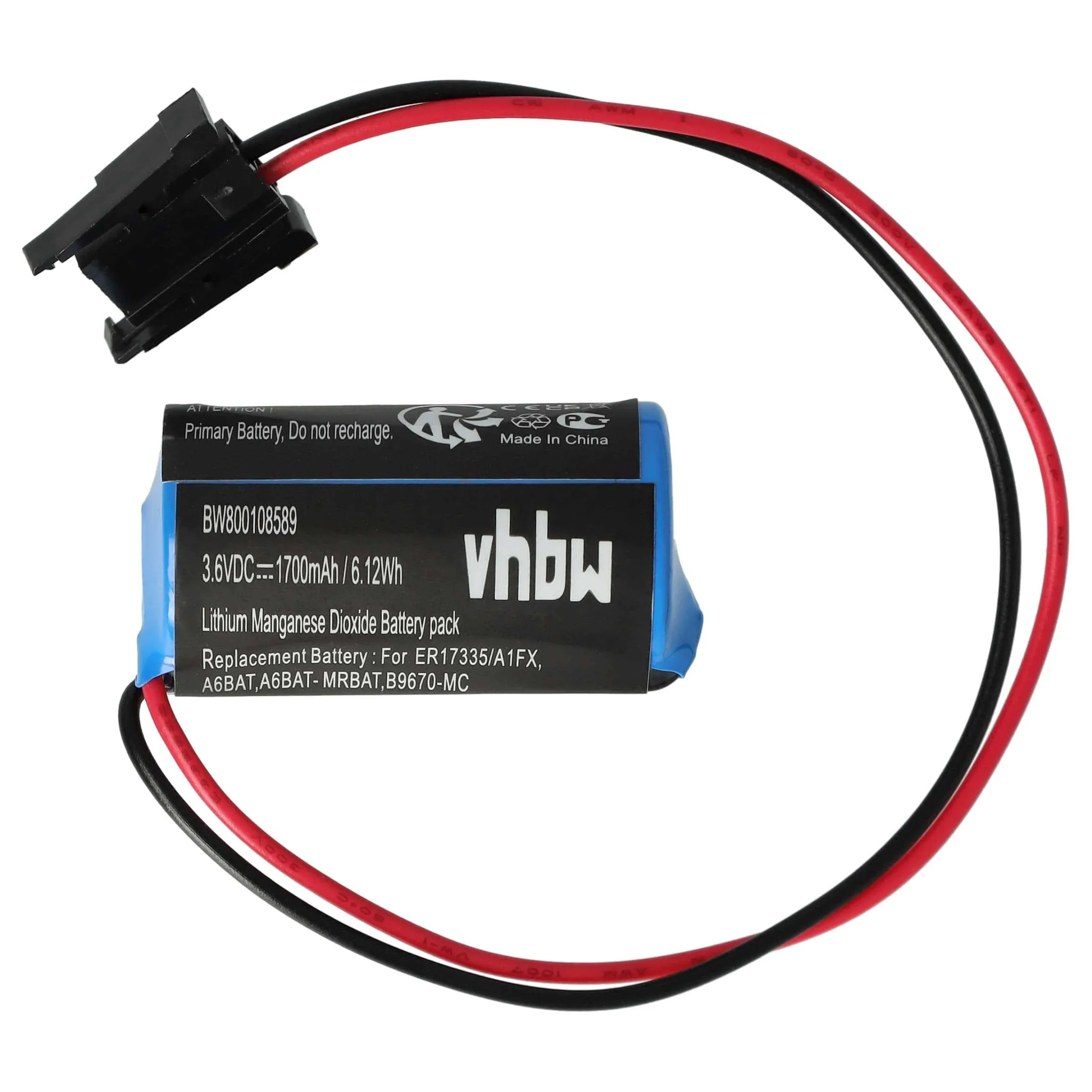Pile remplace Mitsubishi B9670-MC, A6BAT, A6BAT-MRBAT. pour unité de contrôle - 1700mAh 3,6V Li-MnO2
