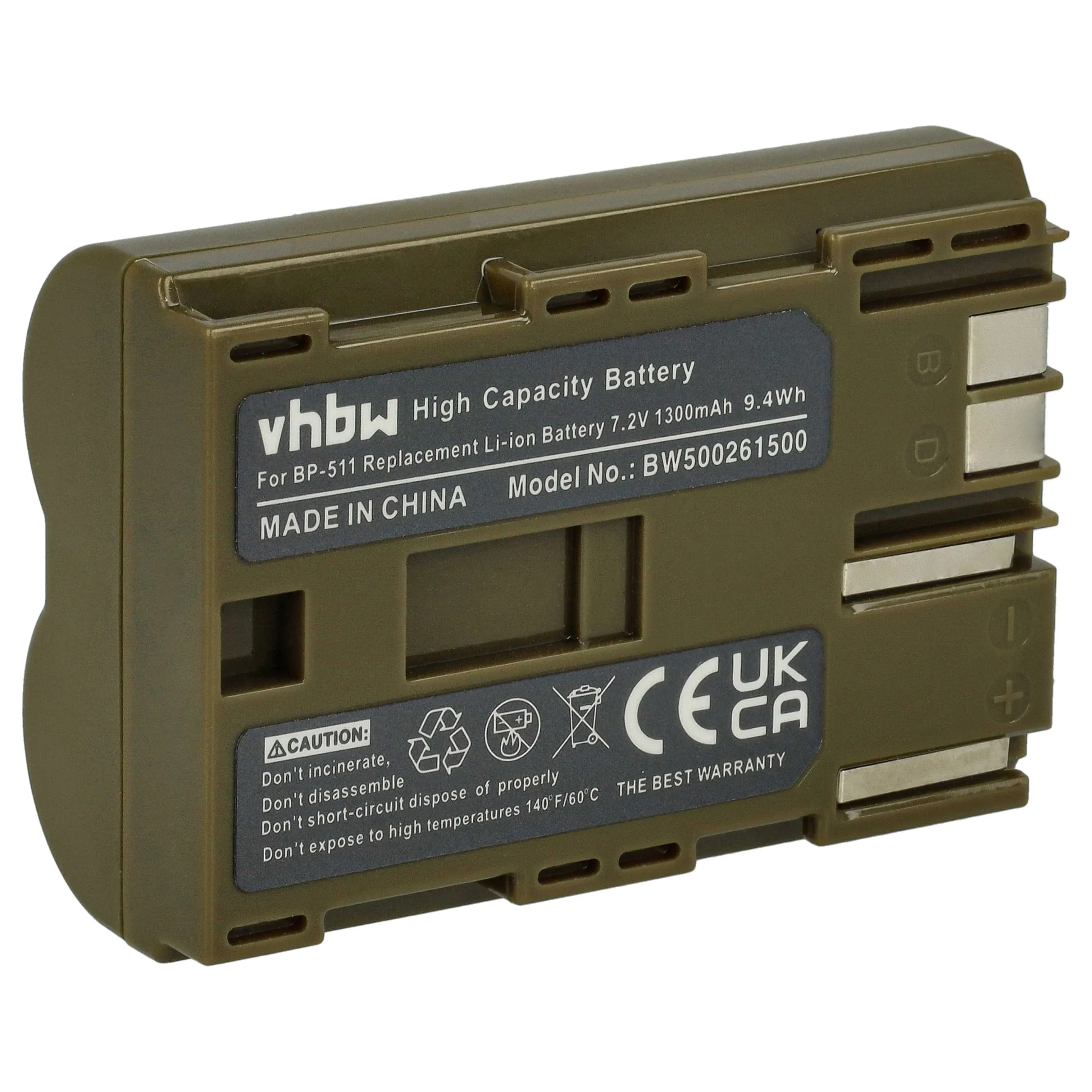 Batterie remplace Canon BP-508, BP-511A, BP-511, BP-512, BP-514 pour appareil photo Canon- 1300mAh 7,2V Li-ion