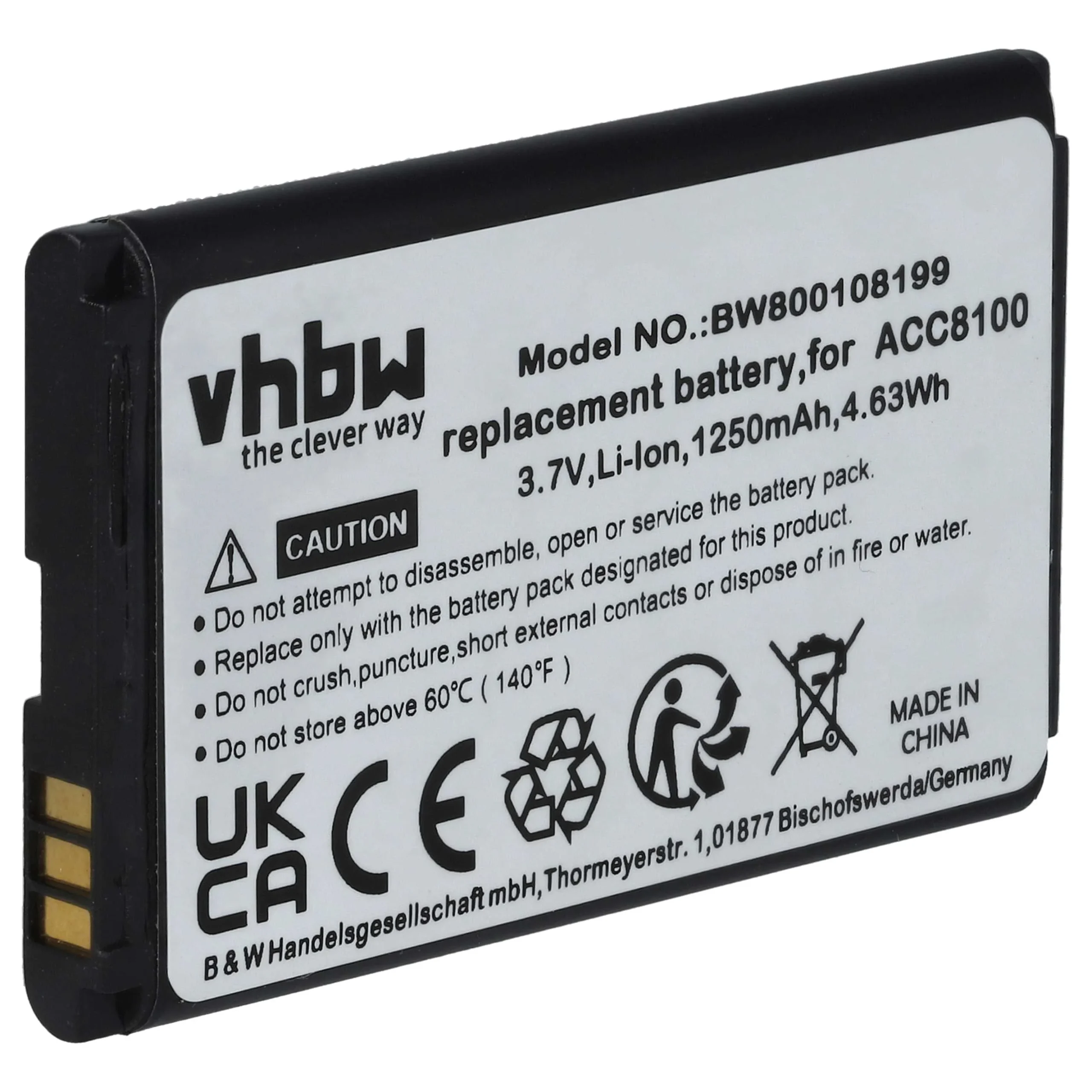 Batterie remplace Philips ACC8100/00, ACC8100, 8403 810 00011 dictaphone - 1250mAh 3,7V Li-ion