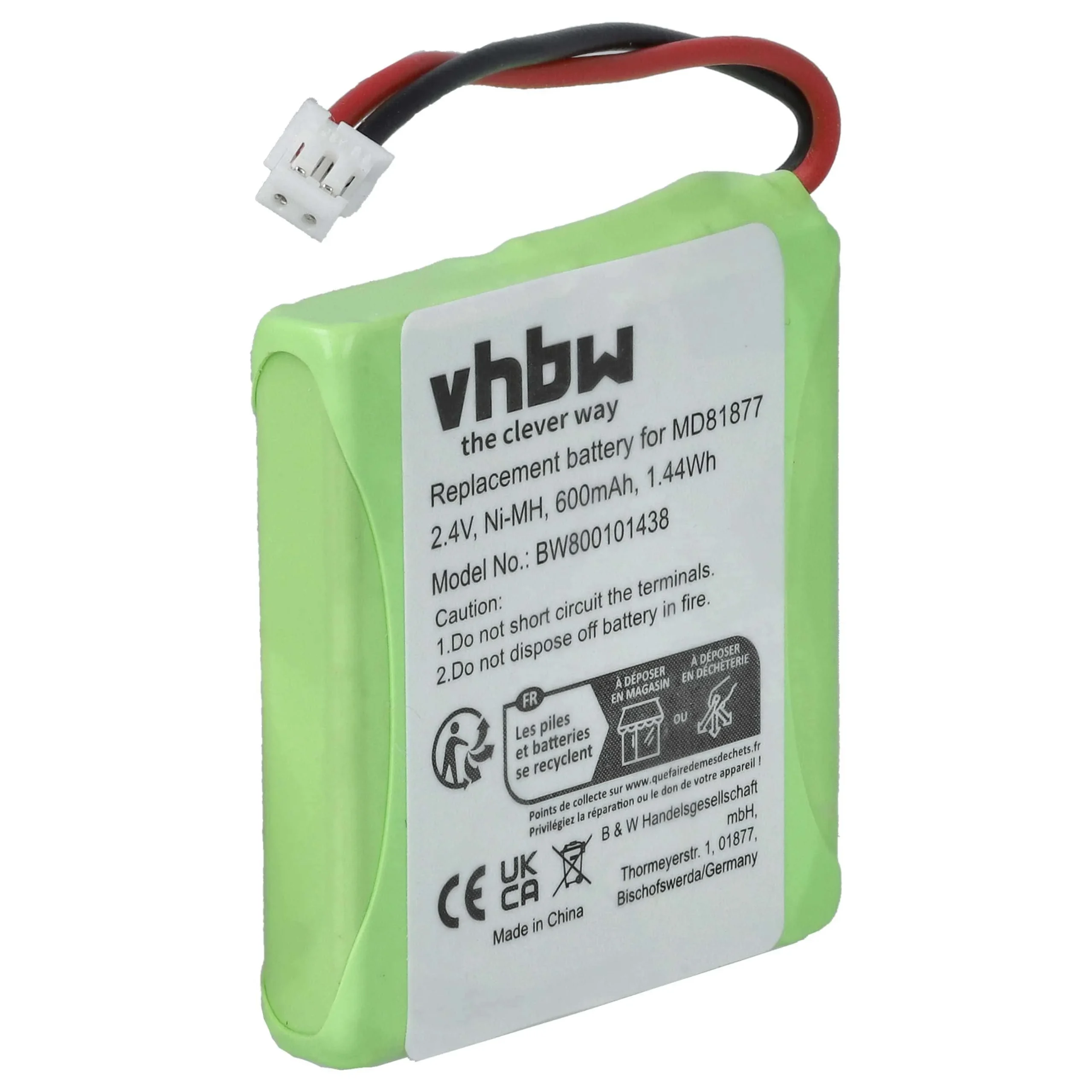 Batterie remplace GP0827, 5M702BMX, GP0748, GP0747, GP0845, GP0735 pour téléphone Telstra - 600mAh 2,4V NiMH