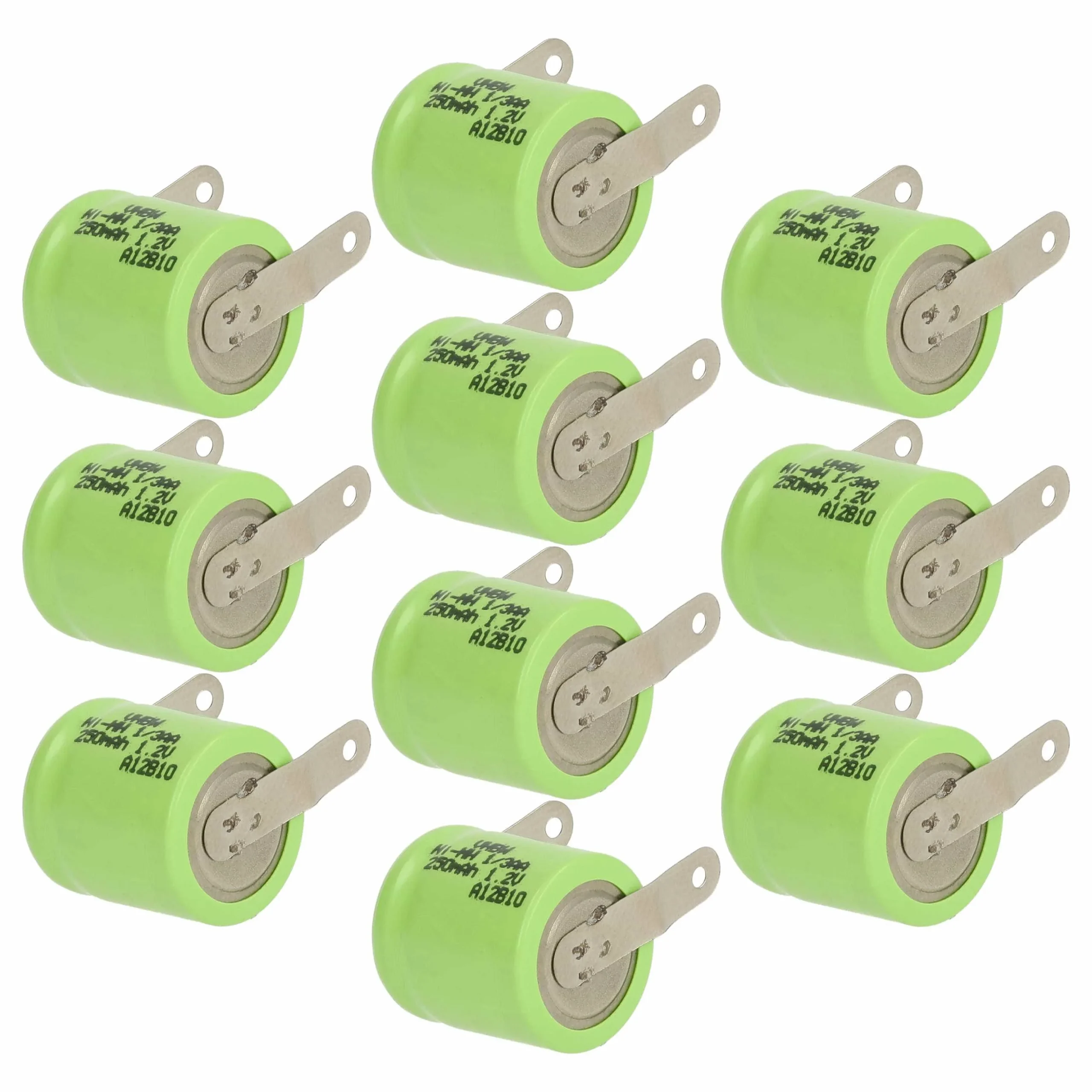 Batterie (10 pcs.) remplace 1/3AA modèle radio-télécommandé - 250mAh 1,2V NiMH