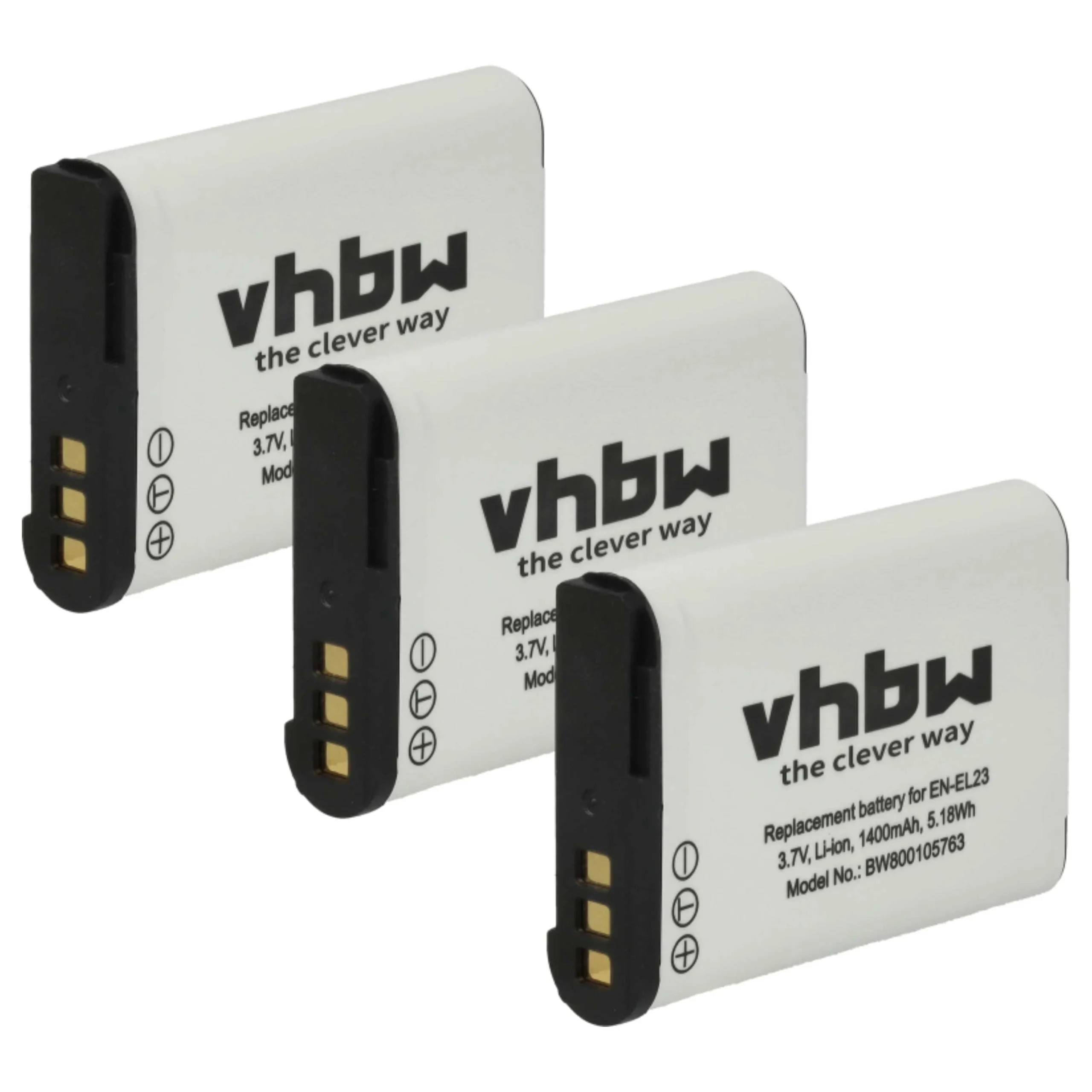 3x Batteries remplace Nikon EN-EL23 pour appareil photo Nikon- 1400mAh 3,8V Li-ion