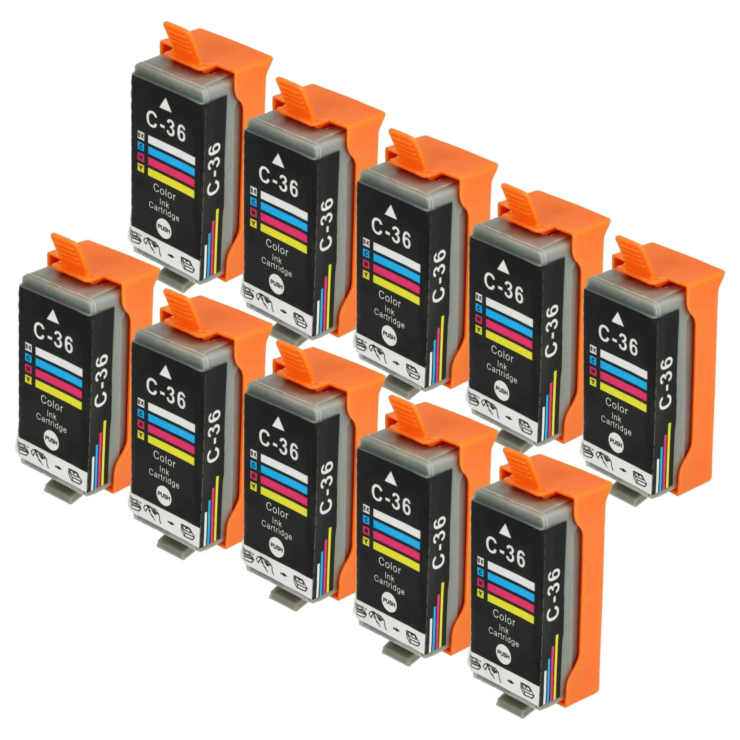 10x Cartouche remplace Canon CLI-36, CLI-36C pour imprimante Canon - multicolore 13ml