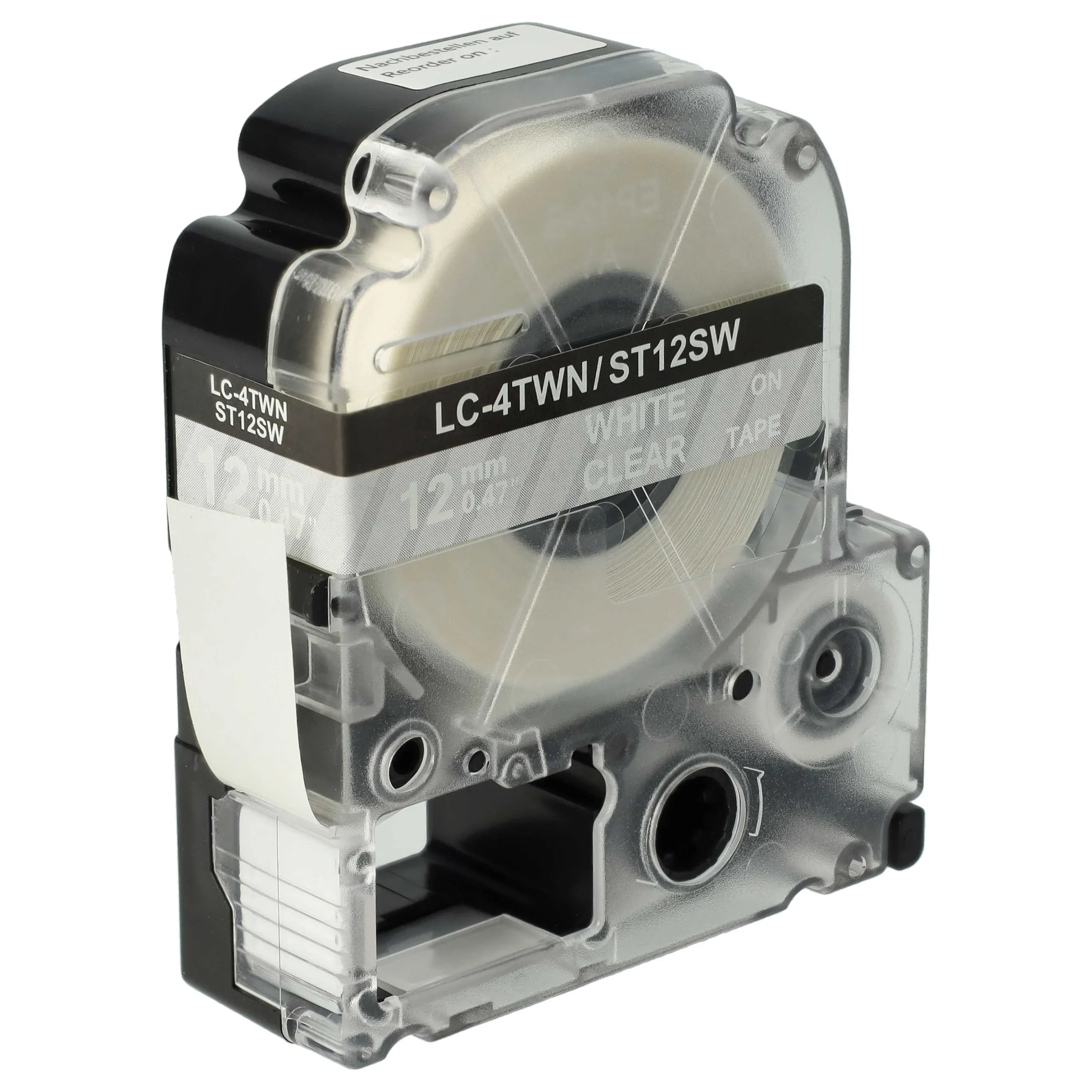 Cassette à ruban remplace Epson LC-4TWN - 12mm lettrage Blanc ruban Transparent, plastique