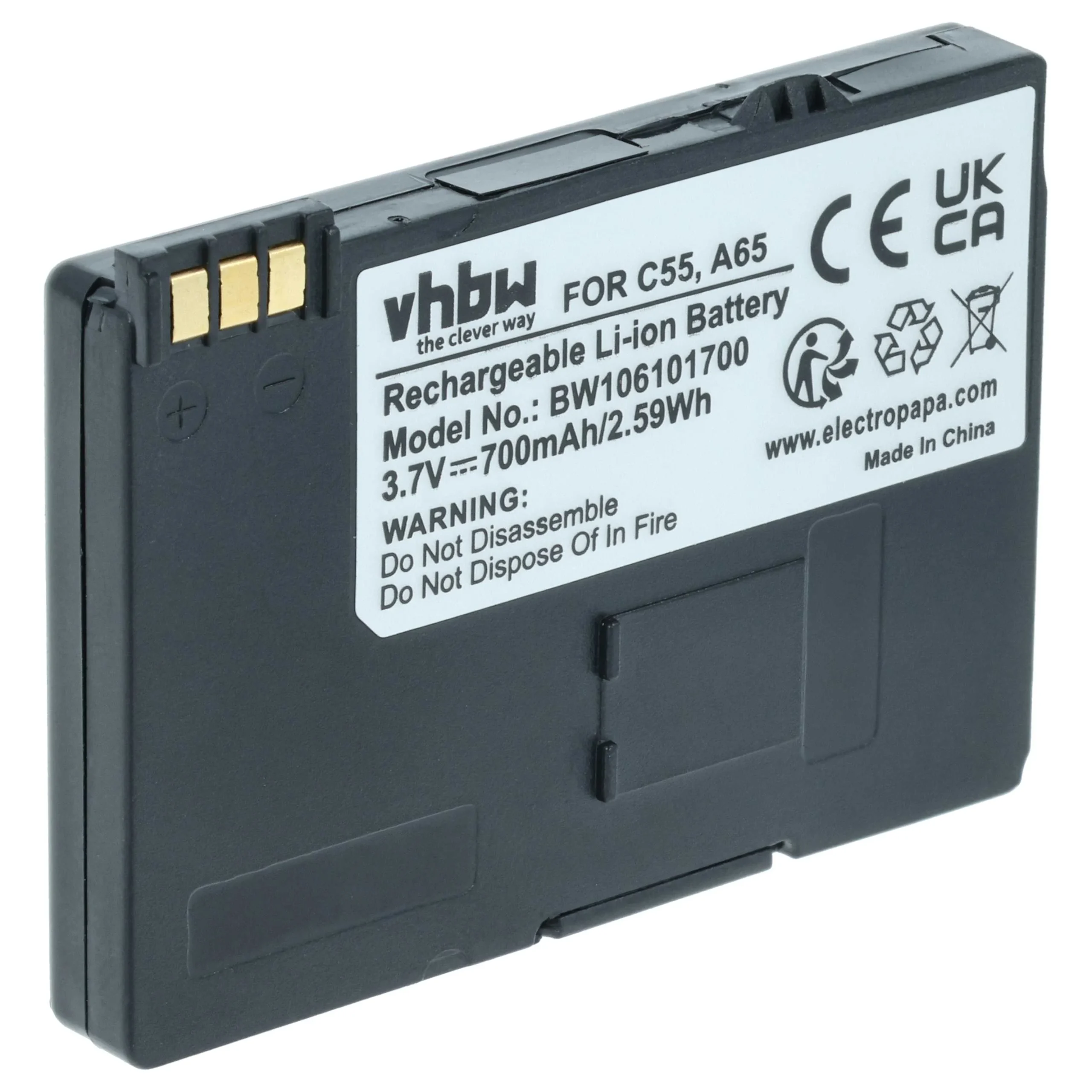 Batterie remplace Siemens BA-510, S30852-D1752-X1 pour téléphone Siemens - 700mAh 3,7V Li-ion