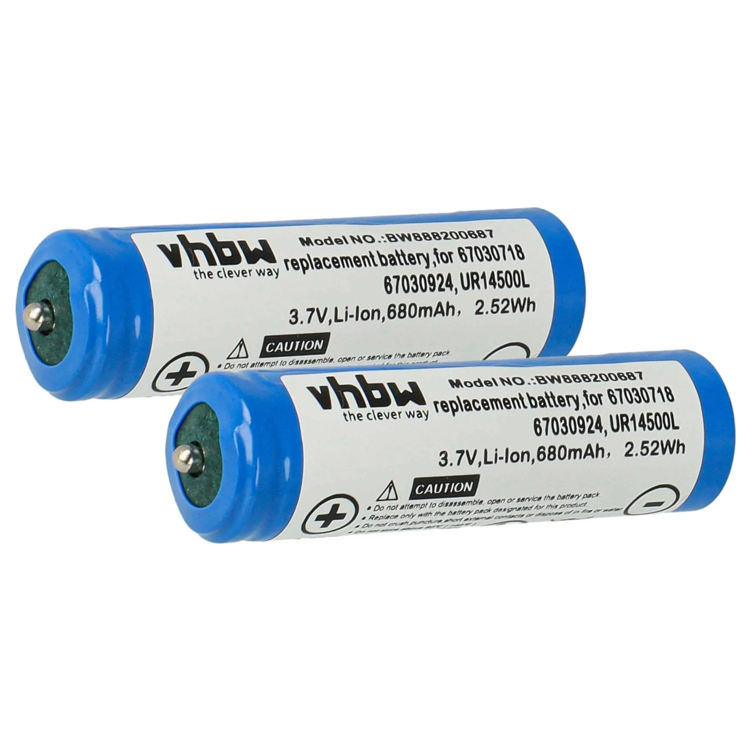 2x Batteries remplace Braun 67030718, 67030924, 7030924 pour rasoir électrique Panasonic - 680mAh 3,7V Li-ion