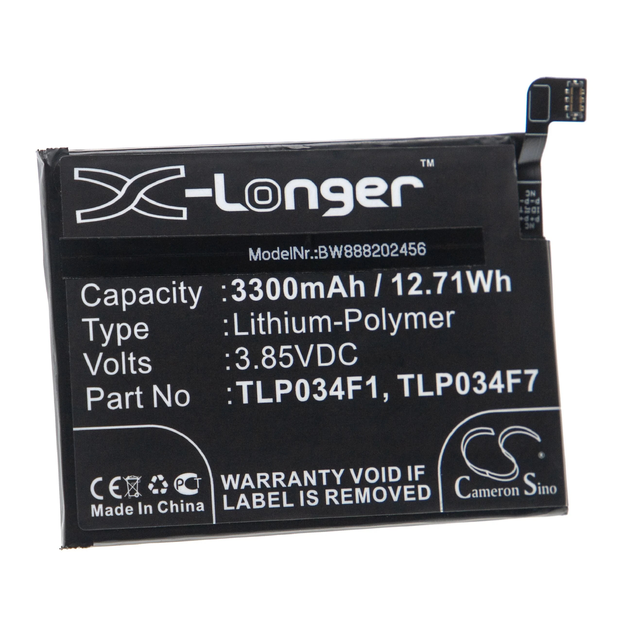 Batterie remplace Alcatel TLP034F1, TLP034F7 téléphone portable Metropcs - 3300mAh 3,85V Li-polymère