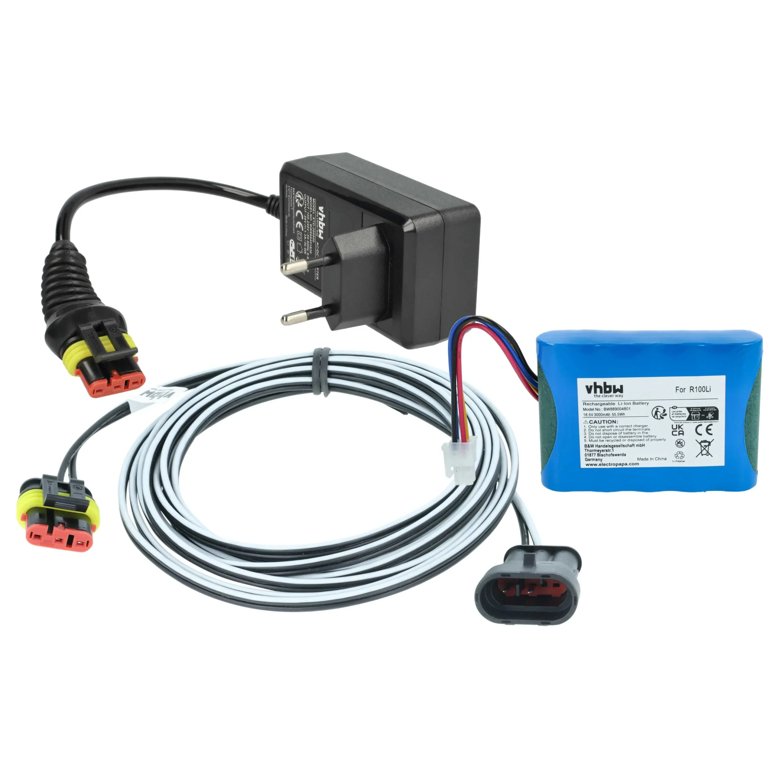 Prise, Batterie 3000 mAh, Câble remplace Gardena 00057-98.251.01 pour tondeuse