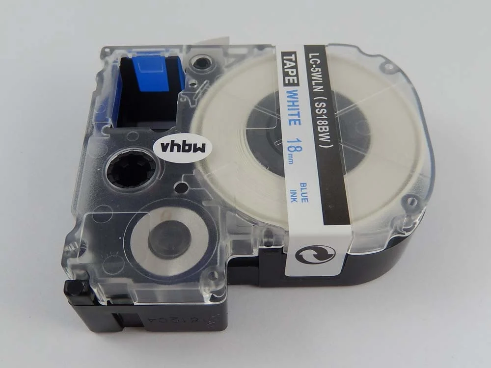 Cassette à ruban remplace Epson LC-5WLN - 8mm lettrage Bleu ruban Blanc, plastique