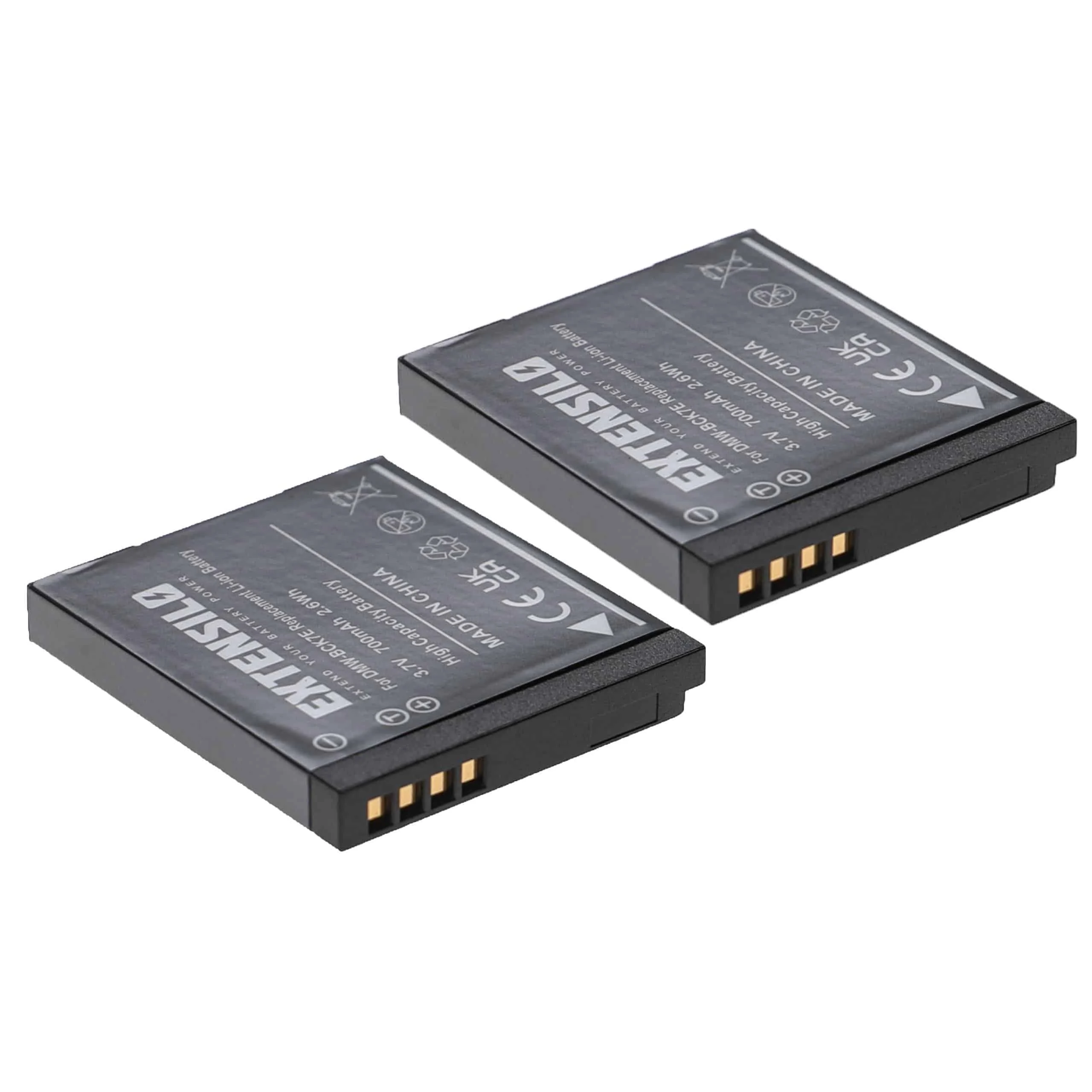 2x Batteries remplace Panasonic DMW-BCK7E, DMW-BCK7 pour appareil photo Panasonic- 700mAh 3,7V Li-ion