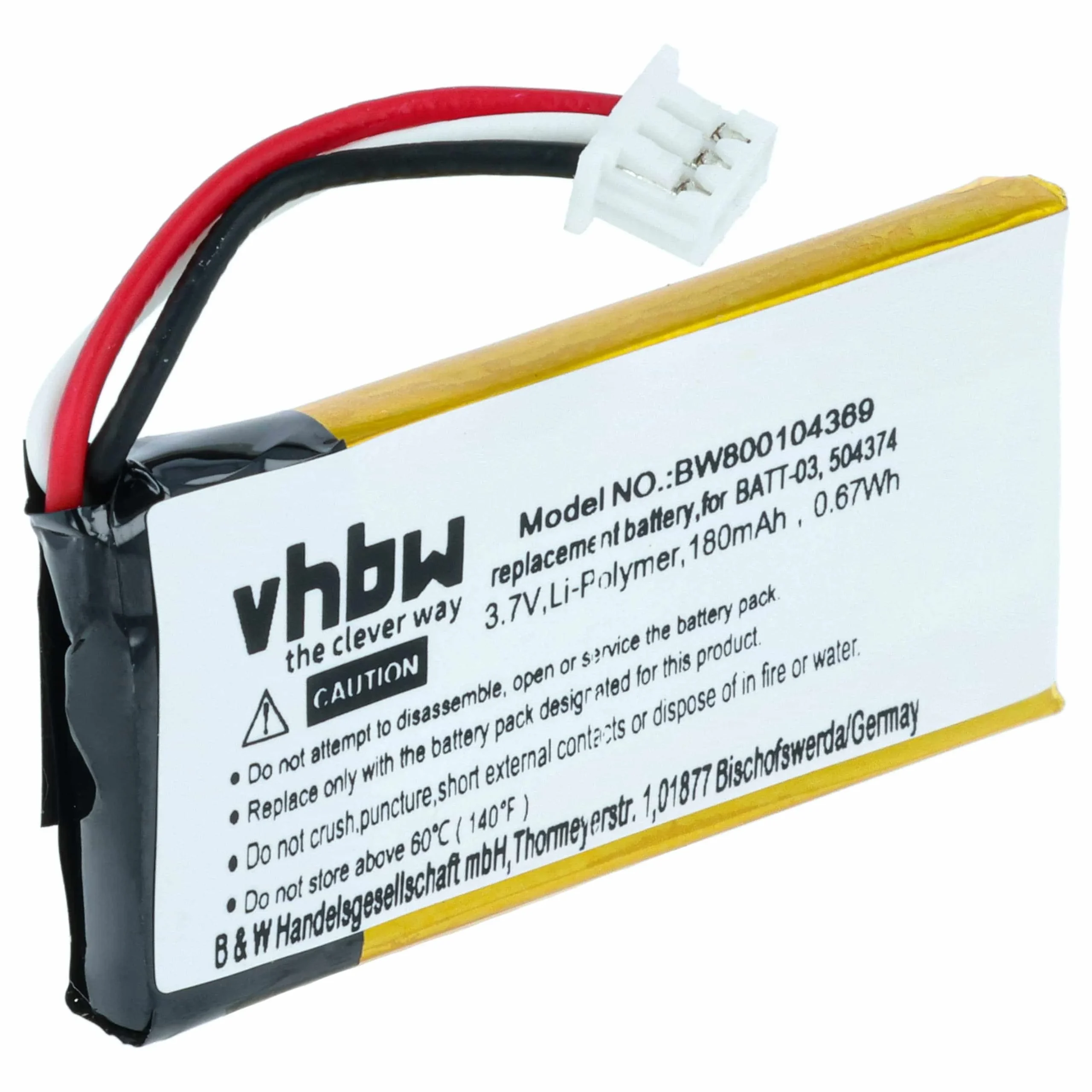 Batterie remplace Sennheiser 504374, BATT-03 casque audio Sennheiser - 180mAh 3,7V Li-ion