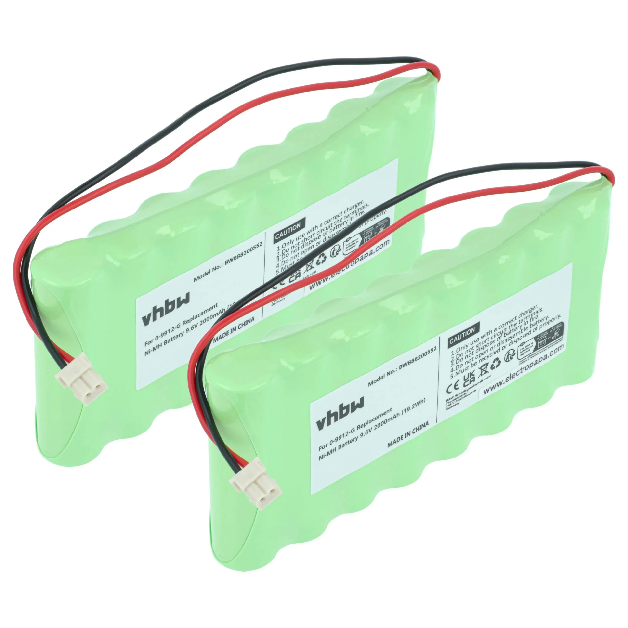 2x Batteries remplace Visonic 0-9912-G, 100729, 103-300672 pour centrale d'alarme Visonic - 2000mAh 9,6V NiMH