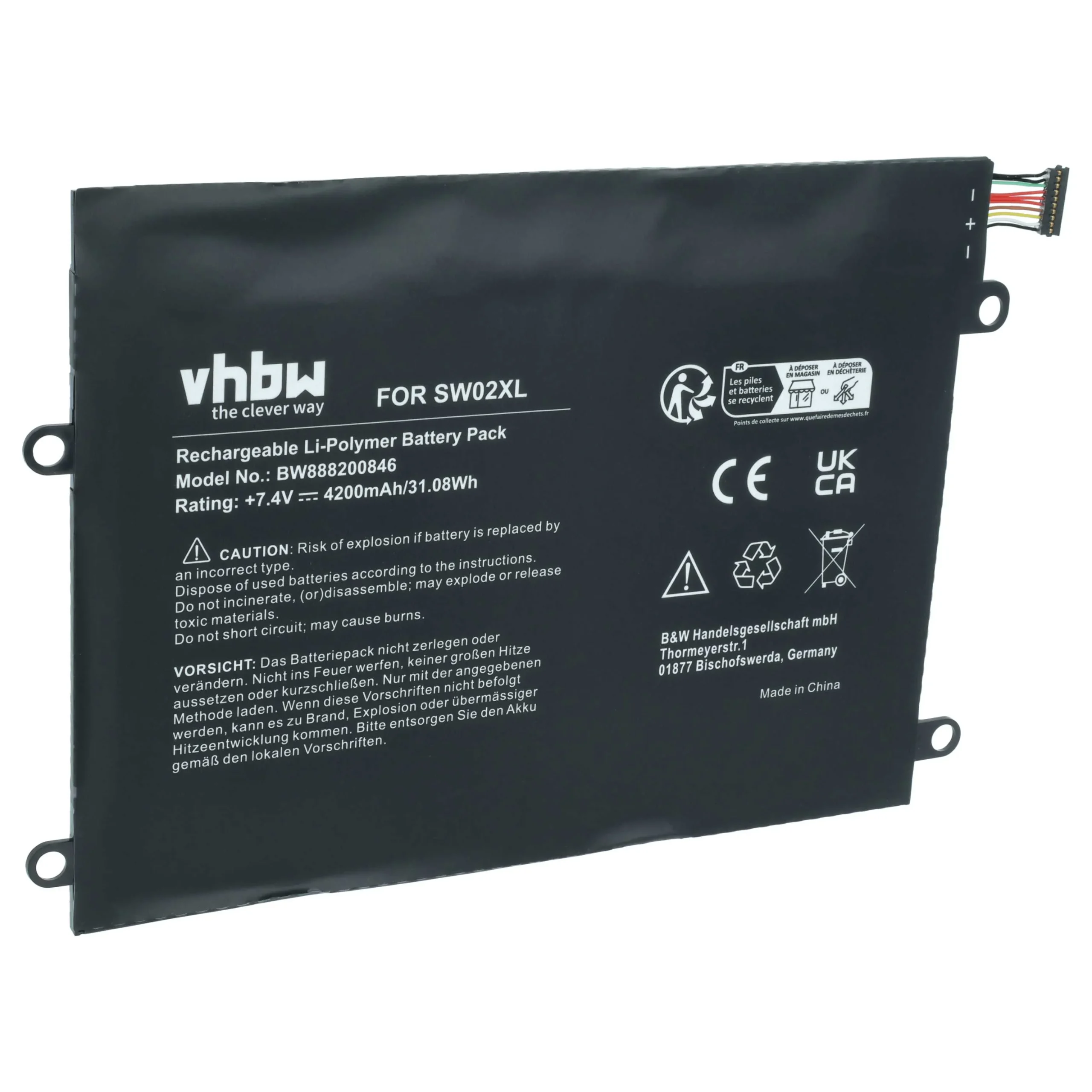 Batterie remplace HP 859517-855, 859470-1B1 pour ordinateur portable HP- 4200mAh 7,4V Li-polymère, noir