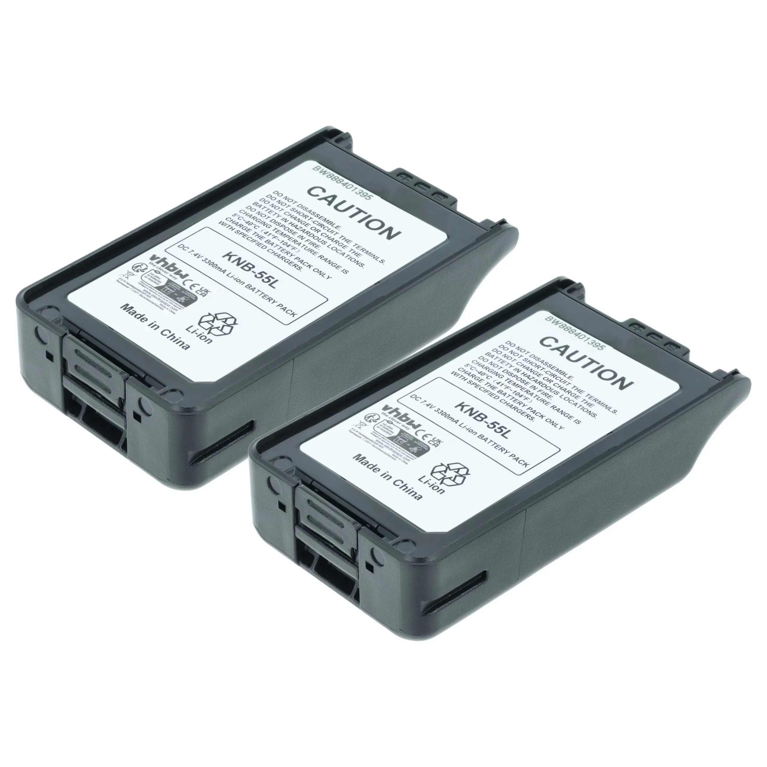 2x Batteries remplace Kenwood KNB-55L, KNB-24L, KNB-35L pour radio talkie-walkie Kenwood- 3300mAh 7,4V Li-ion