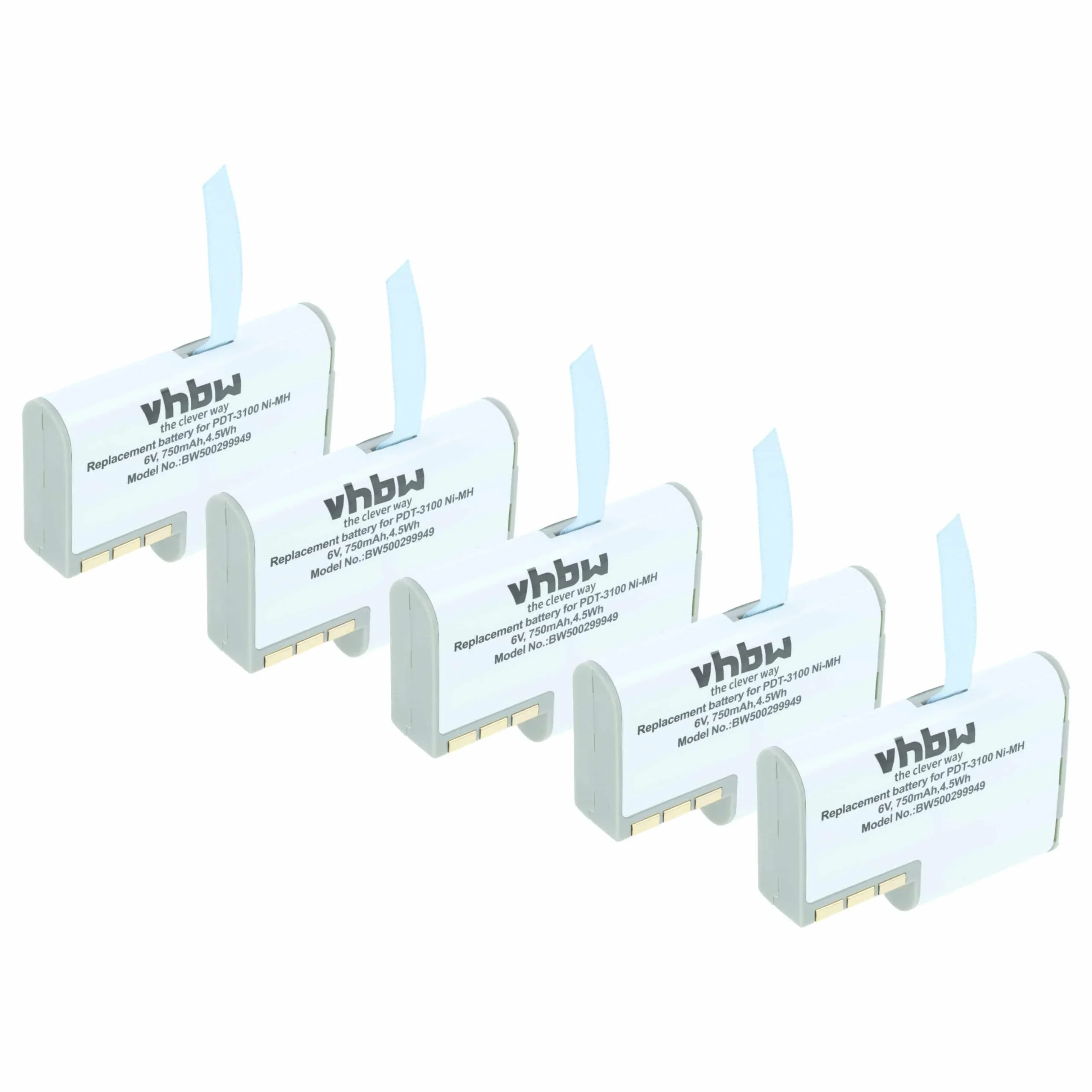 5x Batteries remplace Symbol 50-14000-0, 21-36897-02 pour scanner de code-barre Symbol - 750mAh 6V