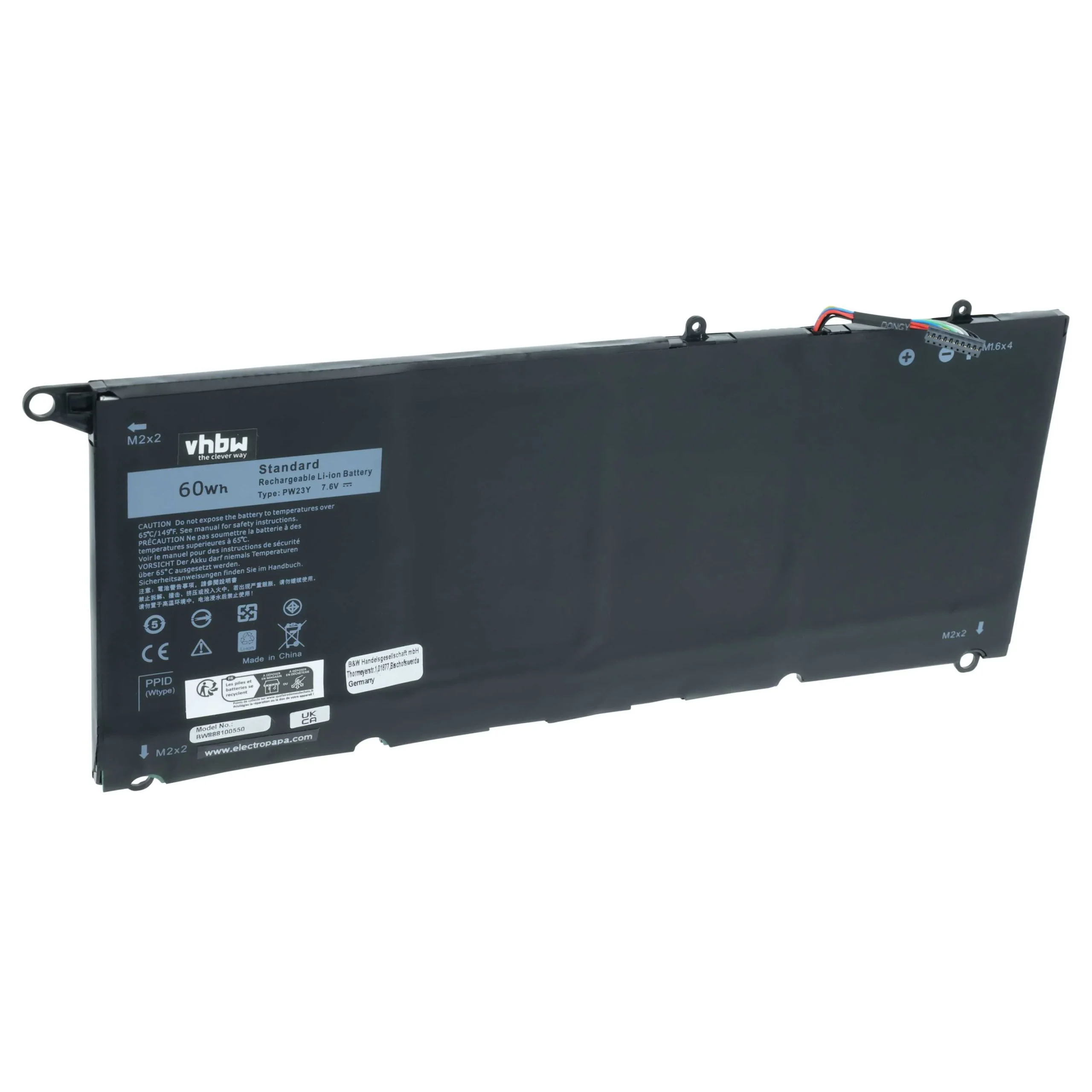 Batterie remplace Dell TP1GT, 0RNP72, PW23Y, RNP72 pour ordinateur portable Dell- 7850mAh 7,6V Li-polymère