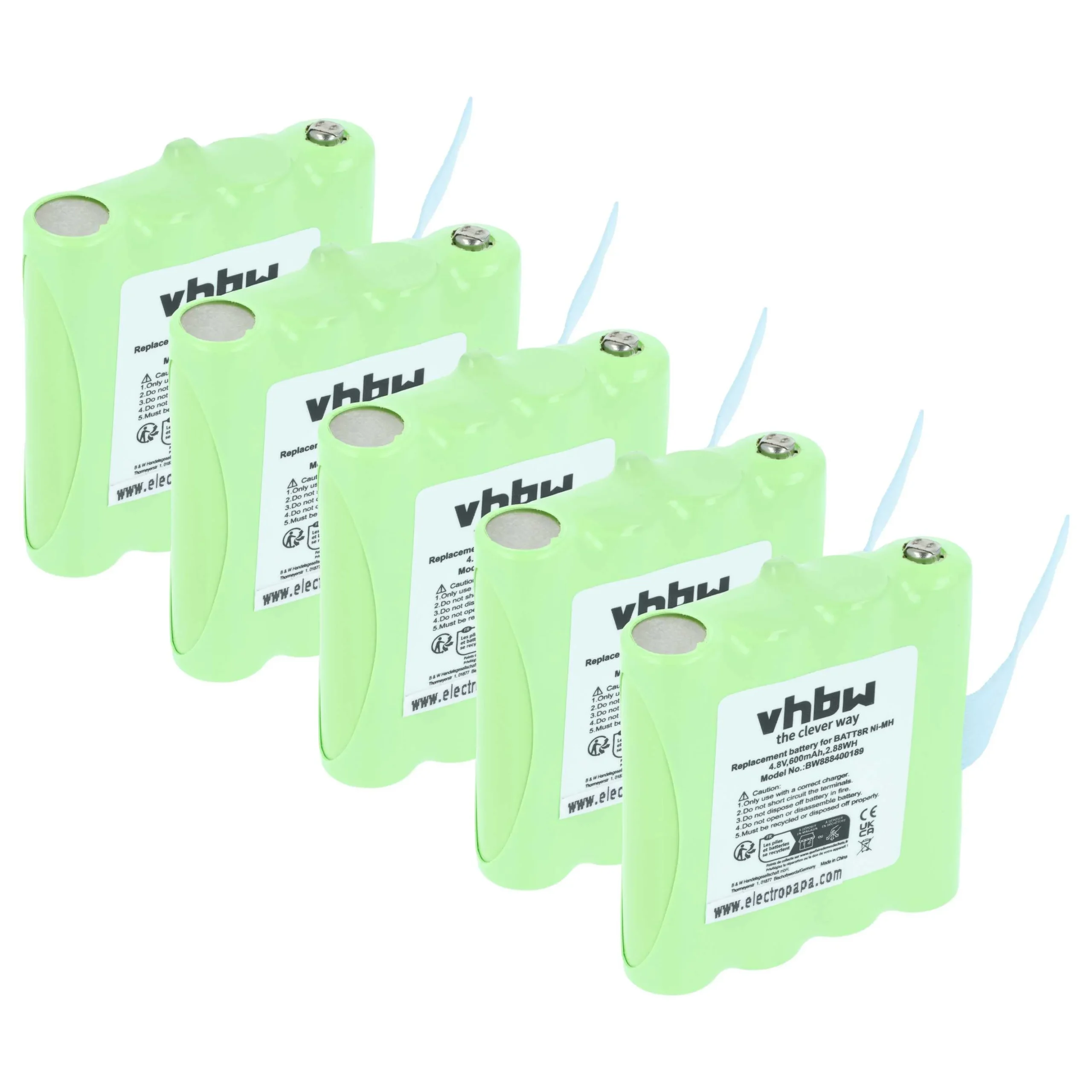 5x Batteries remplace BATT8R, KEBT072A, KEBT-072-A pour radio talkie-walkie Midland- 600mAh 4,8V NiMH