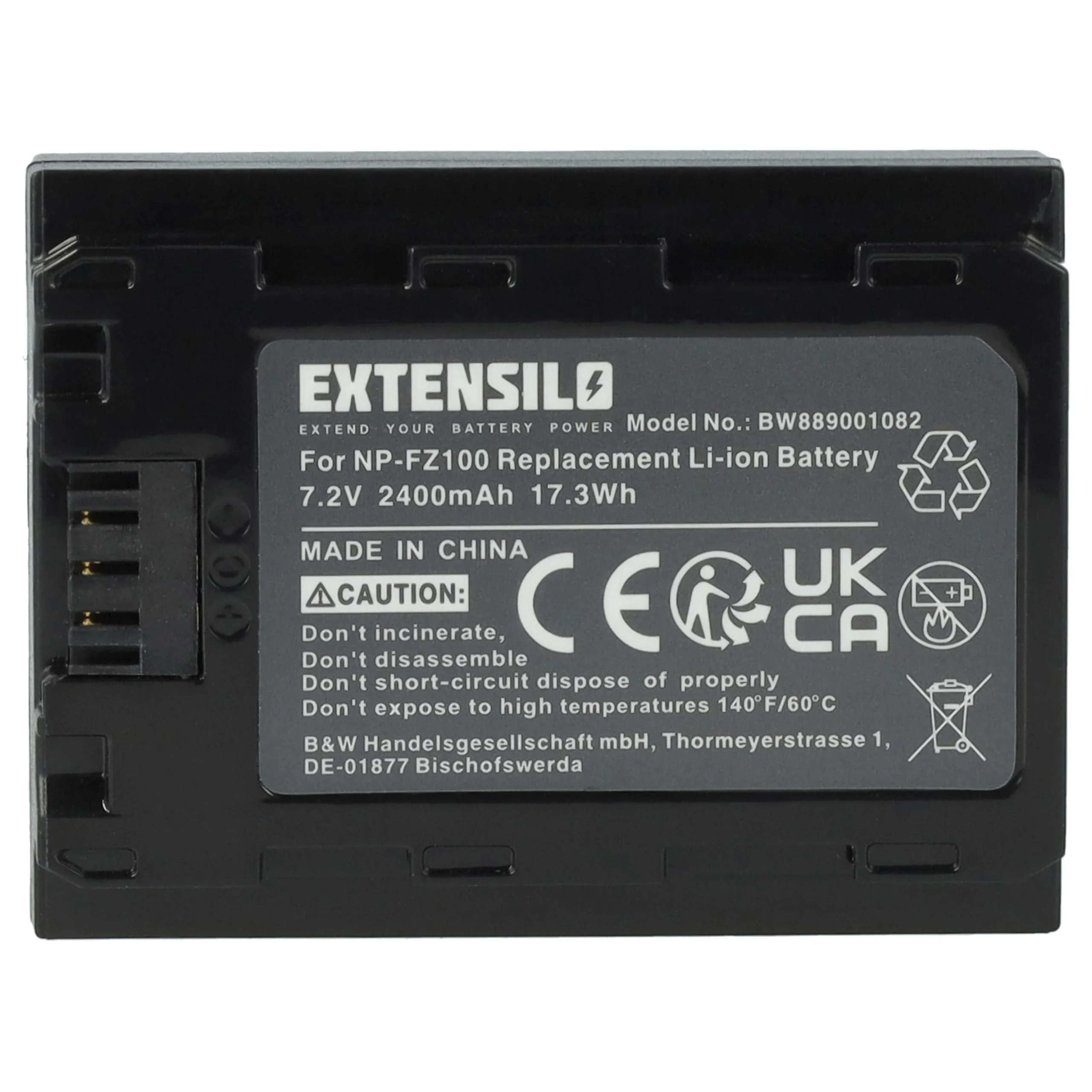 Batterie remplace Sony NP-FZ100 pour appareil photo Sony- 2400mAh 7,2V Li-ion