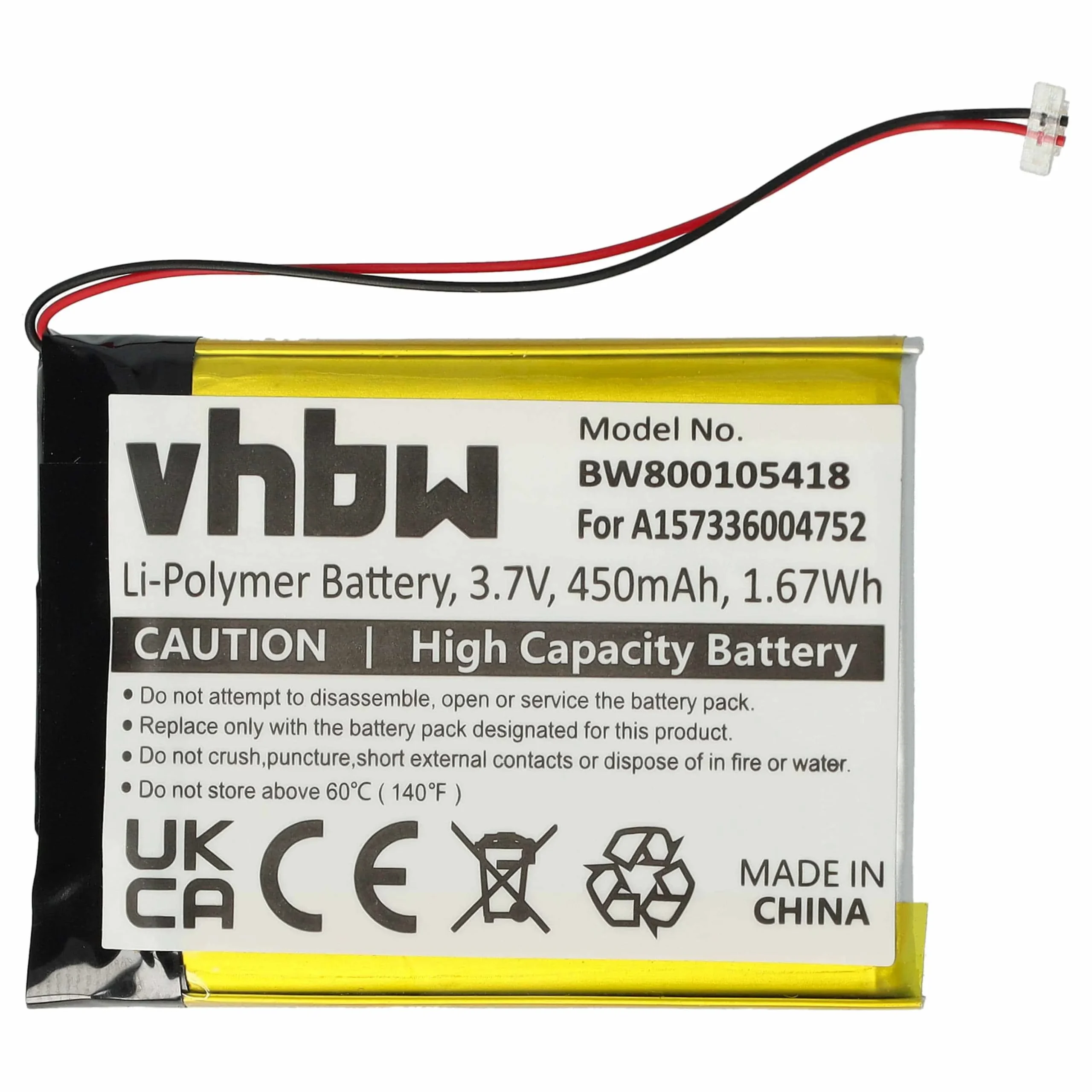 Batterie remplace Samsung A157336004752 pour lecteur MP3 Samsung - 450mAh 3,7V Li-polymère