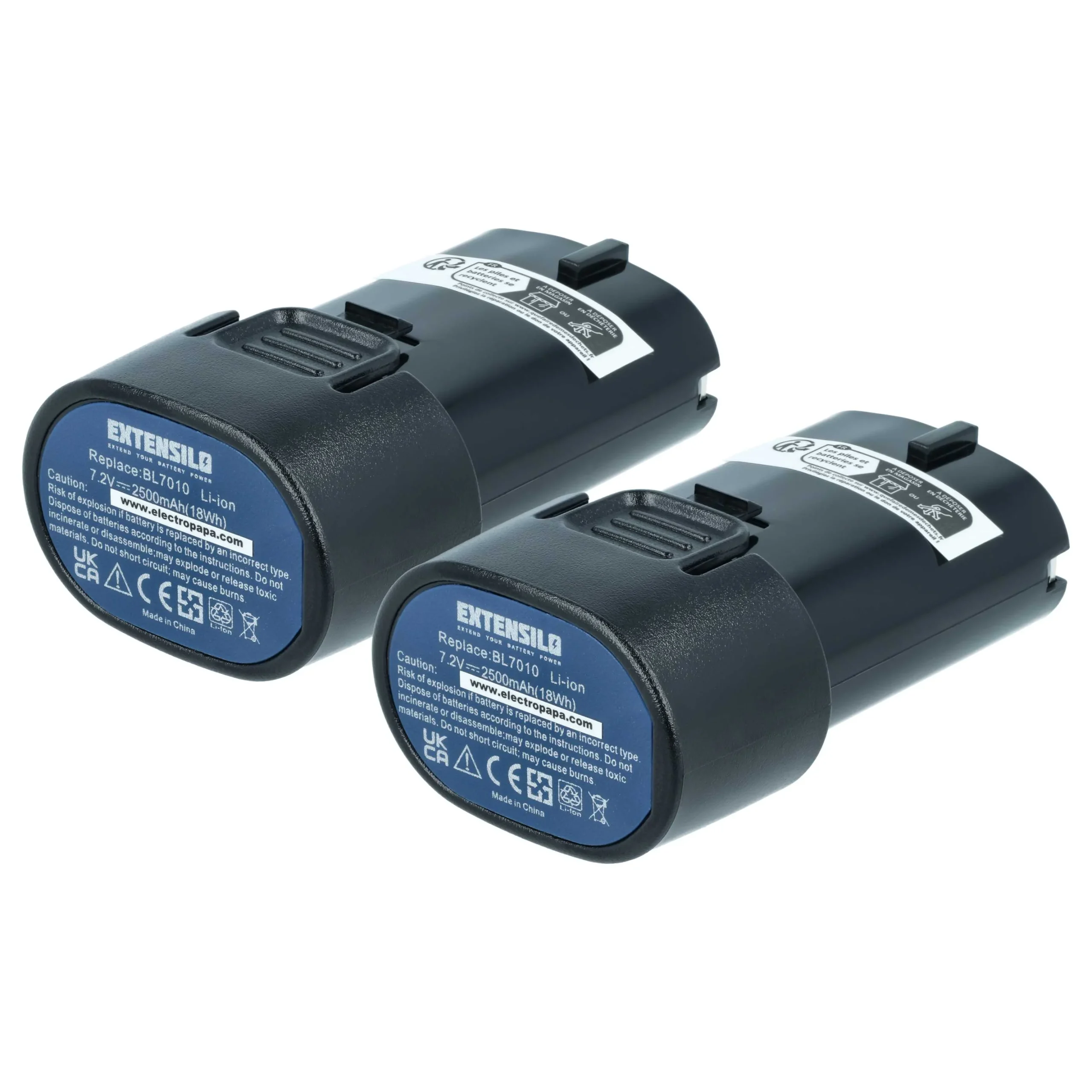 Batterie (2 pcs.) remplace Makita BL7010, 194356-2, 194355-4 outil électrique Makita - 2,5Ah 7,2V Li-ion