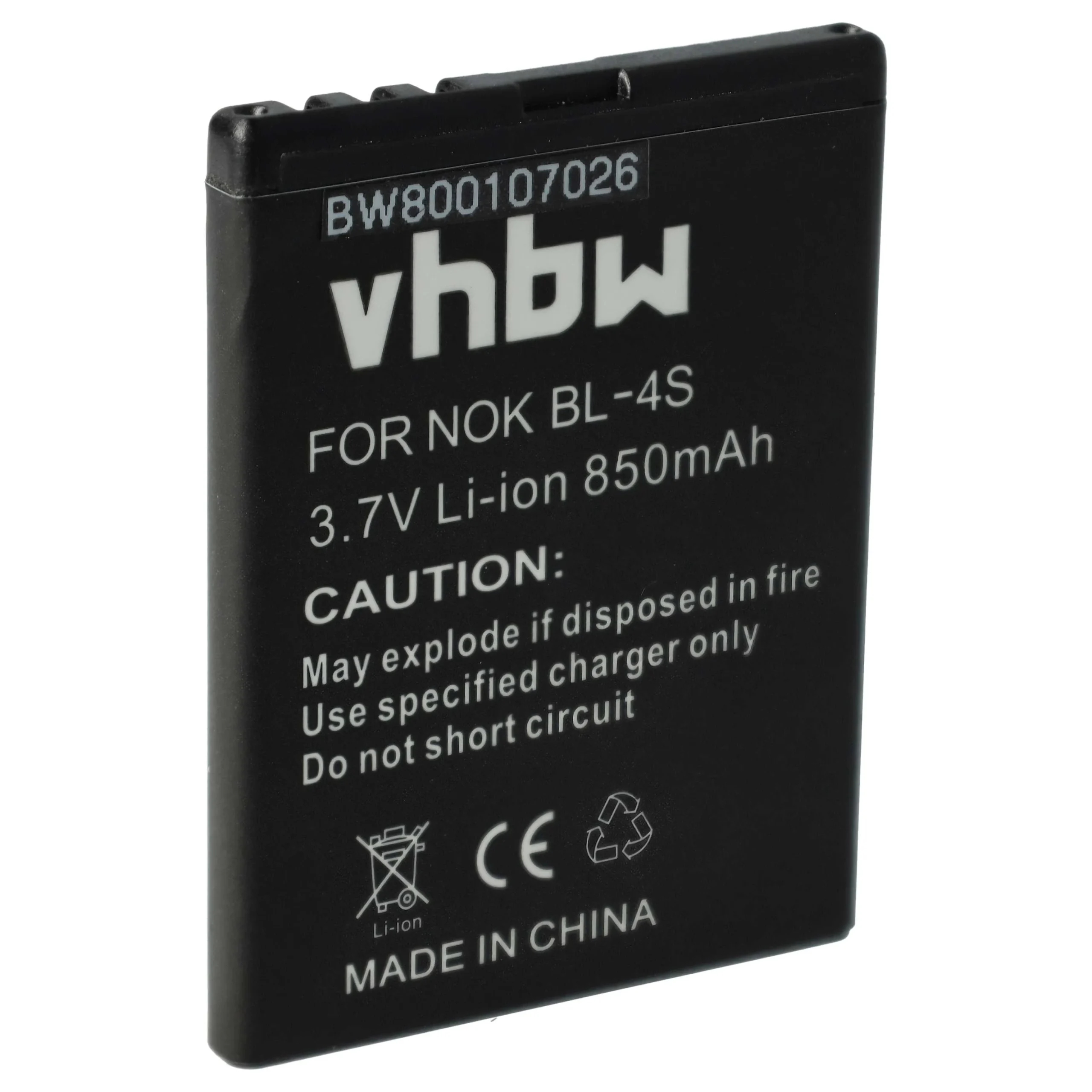Batterie remplace Nokia BL-4S téléphone portable Nokia - 850mAh 3,7V Li-ion