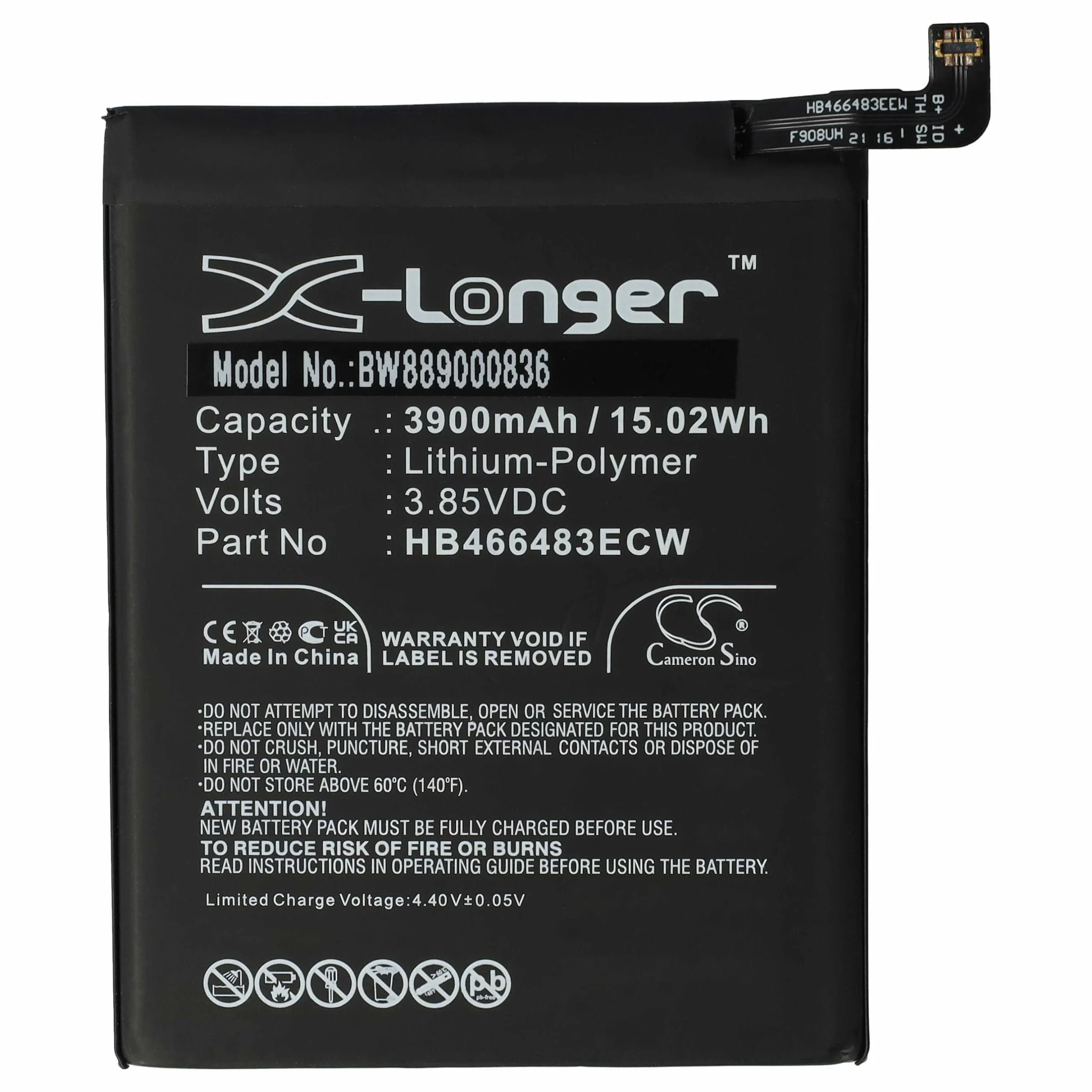 Batterie remplace Huawei HB466483ECW téléphone portable Huawei - 3900mAh 3,85V Li-polymère