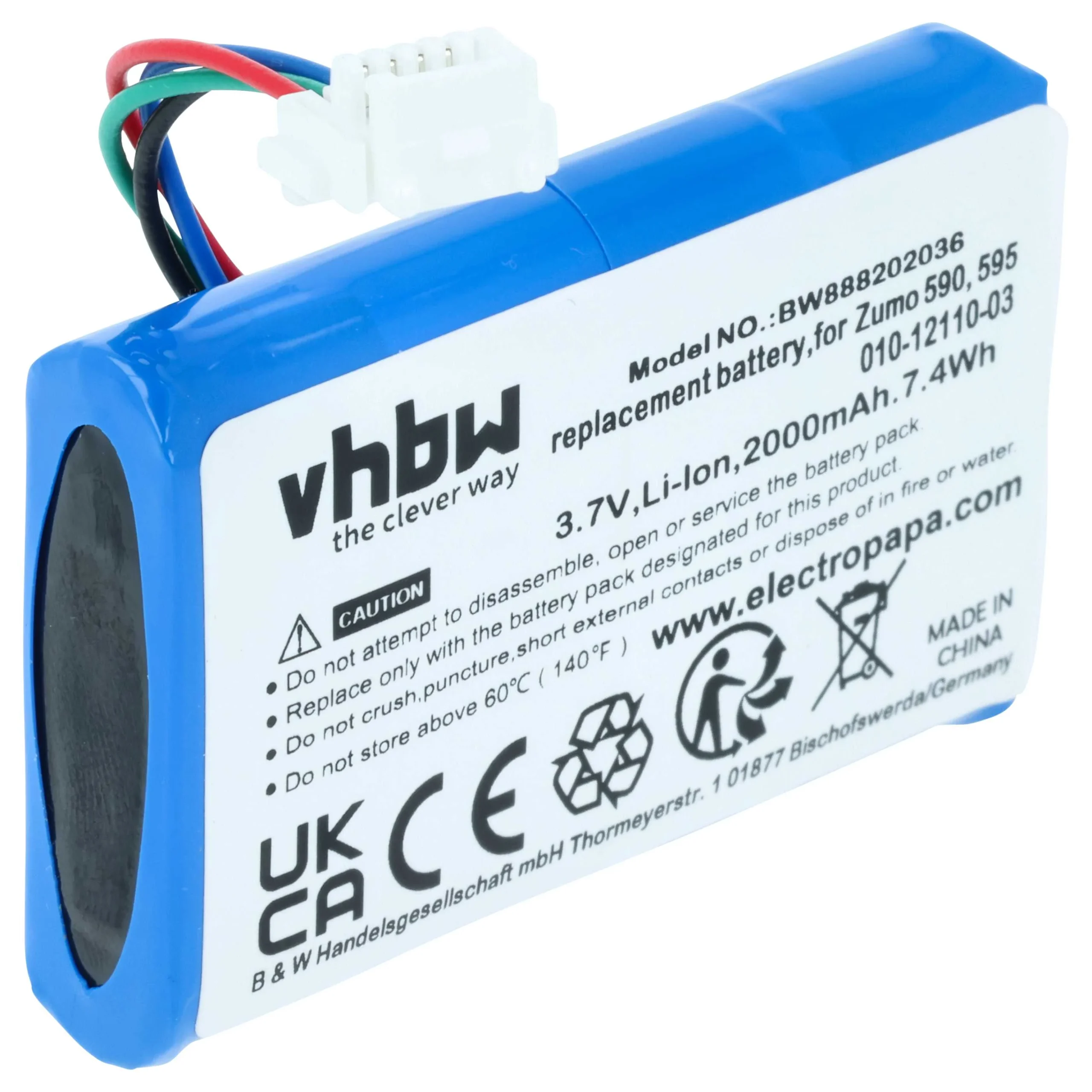 Batterie remplace Garmin 010-12110-003, 010-12110-03 pour navigation GPS Garmin - 2000mAh 3,7V Li-ion