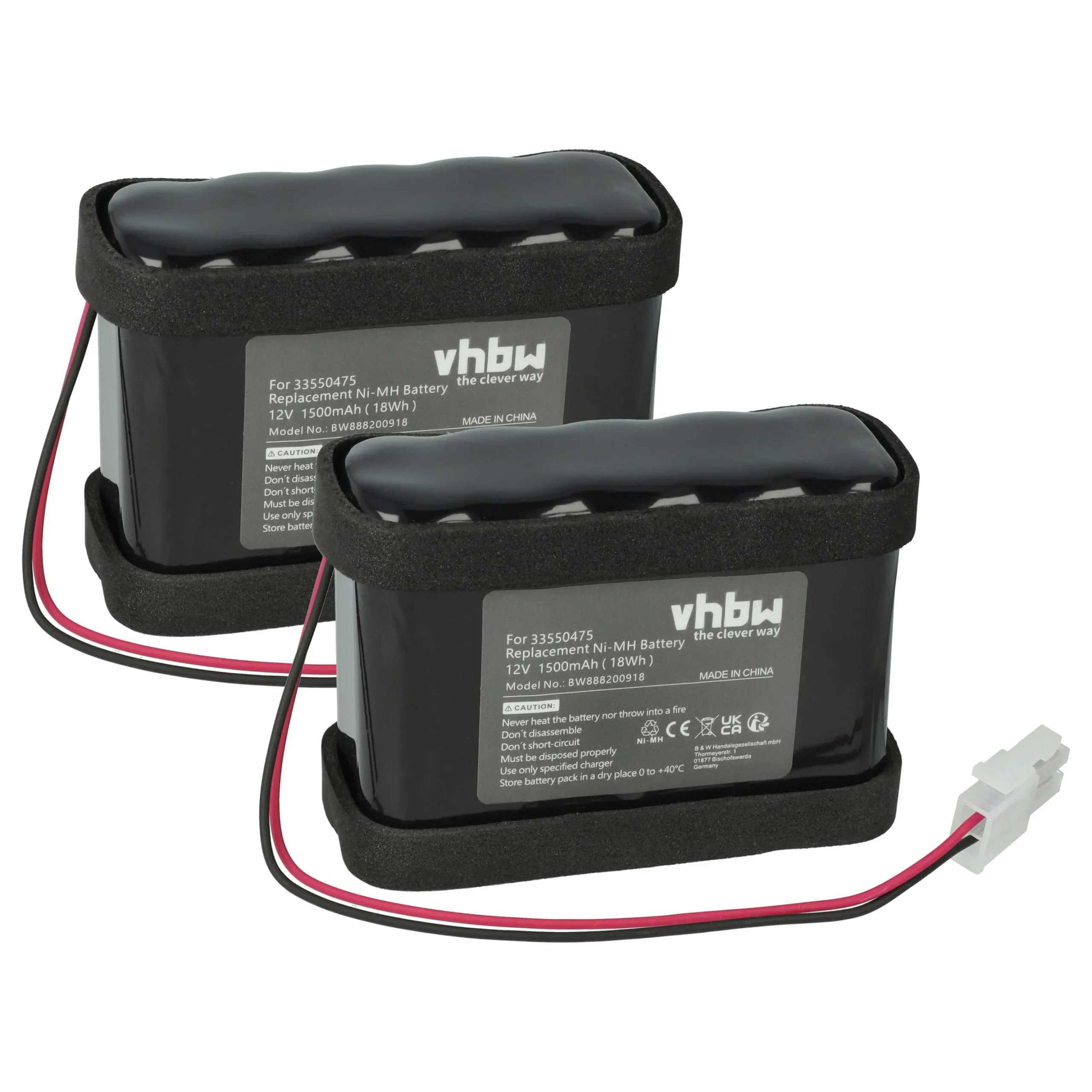 2x Batteries remplace Besam 33550475 pour motorisation de porte, portail Besam - 1500mAh 12V NiMH