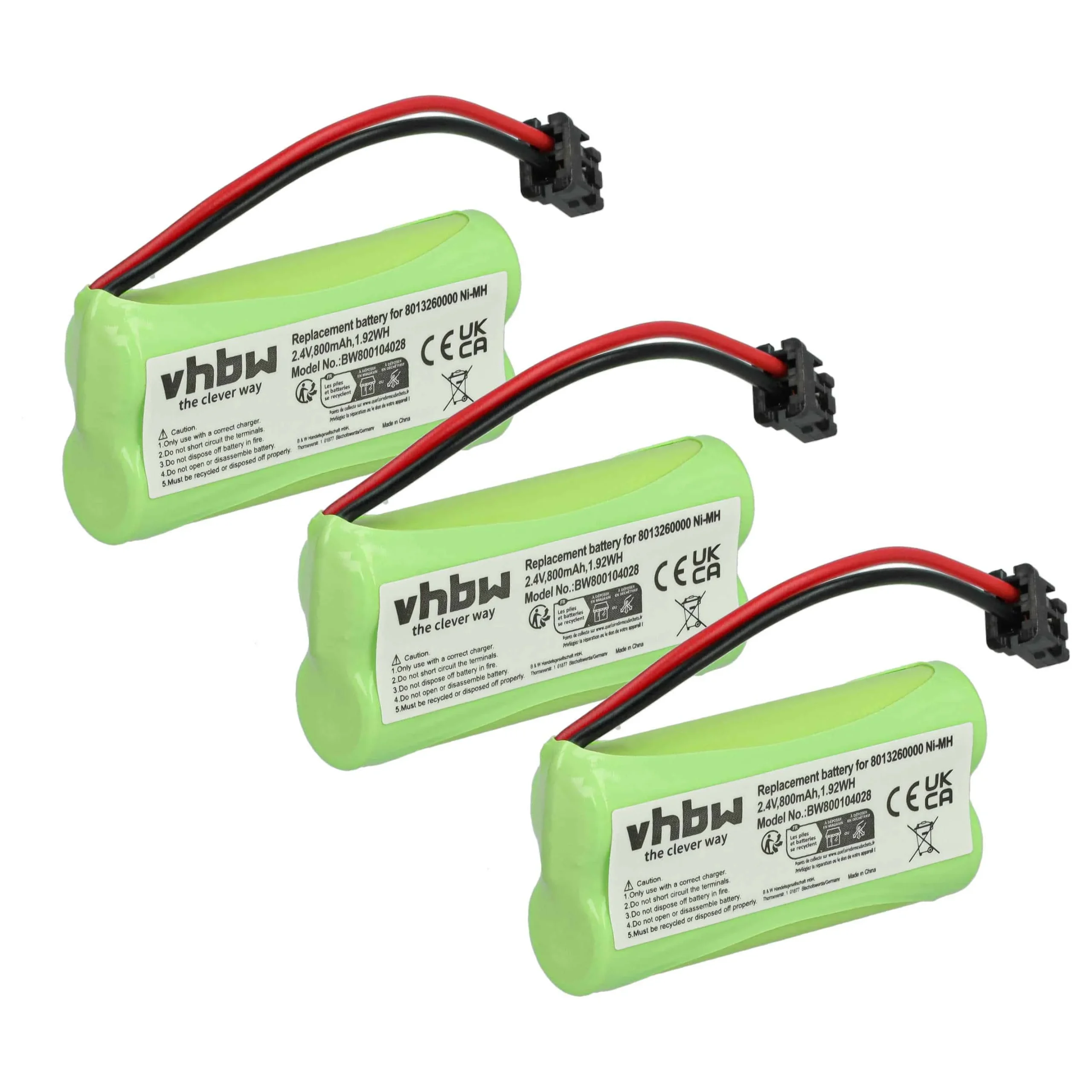 3x Batteries remplace 2SNAAA55HSJ1, 2SNAAA60HSJ1, 2SN-AAA55H-S-J1 pour téléphone Philips - 800mAh 2,4V NiMH