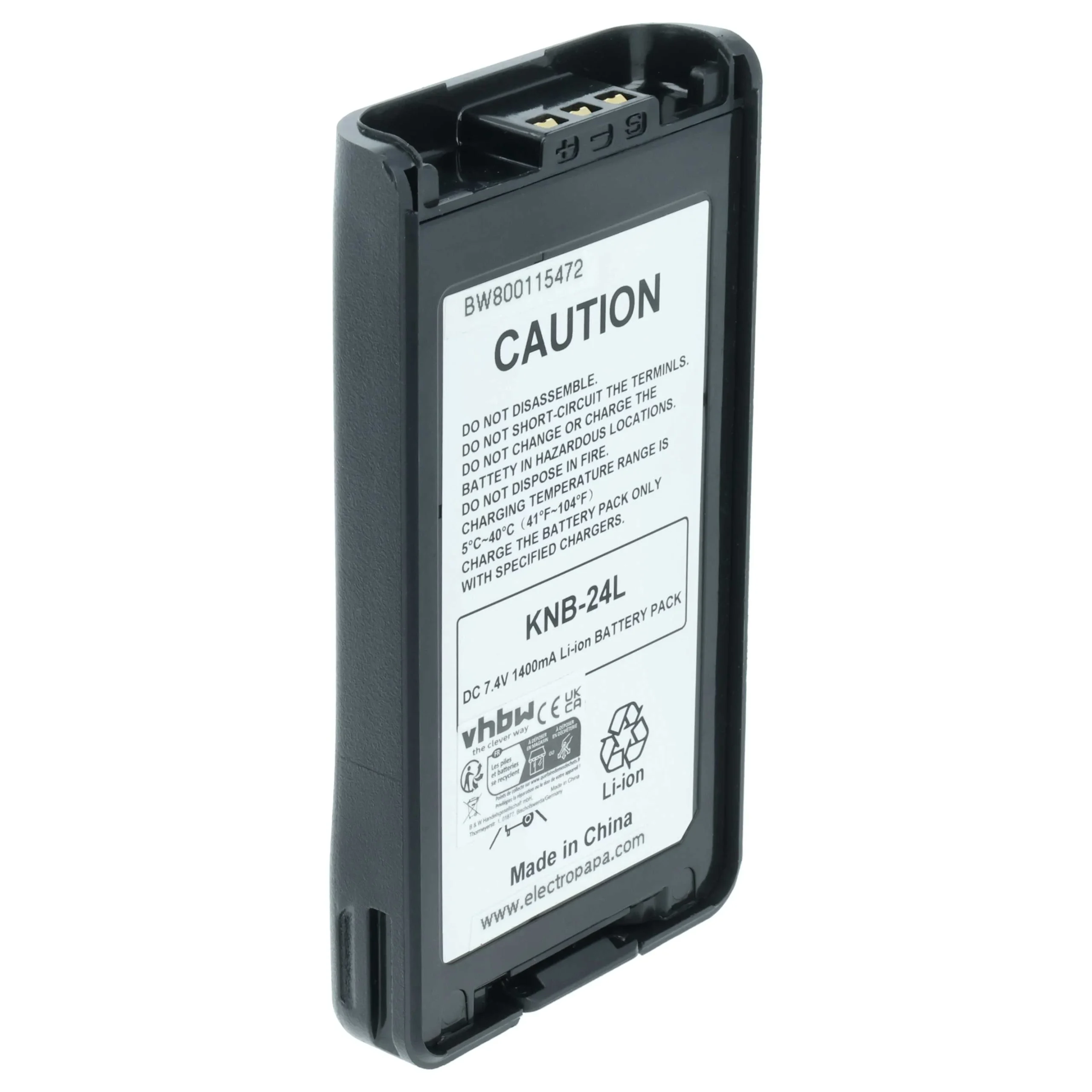 Batterie remplace Kenwood KNB-24Li, KNB-24, KNB-24L pour radio talkie-walkie Kenwood- 1400mAh 7,4V Li-ion