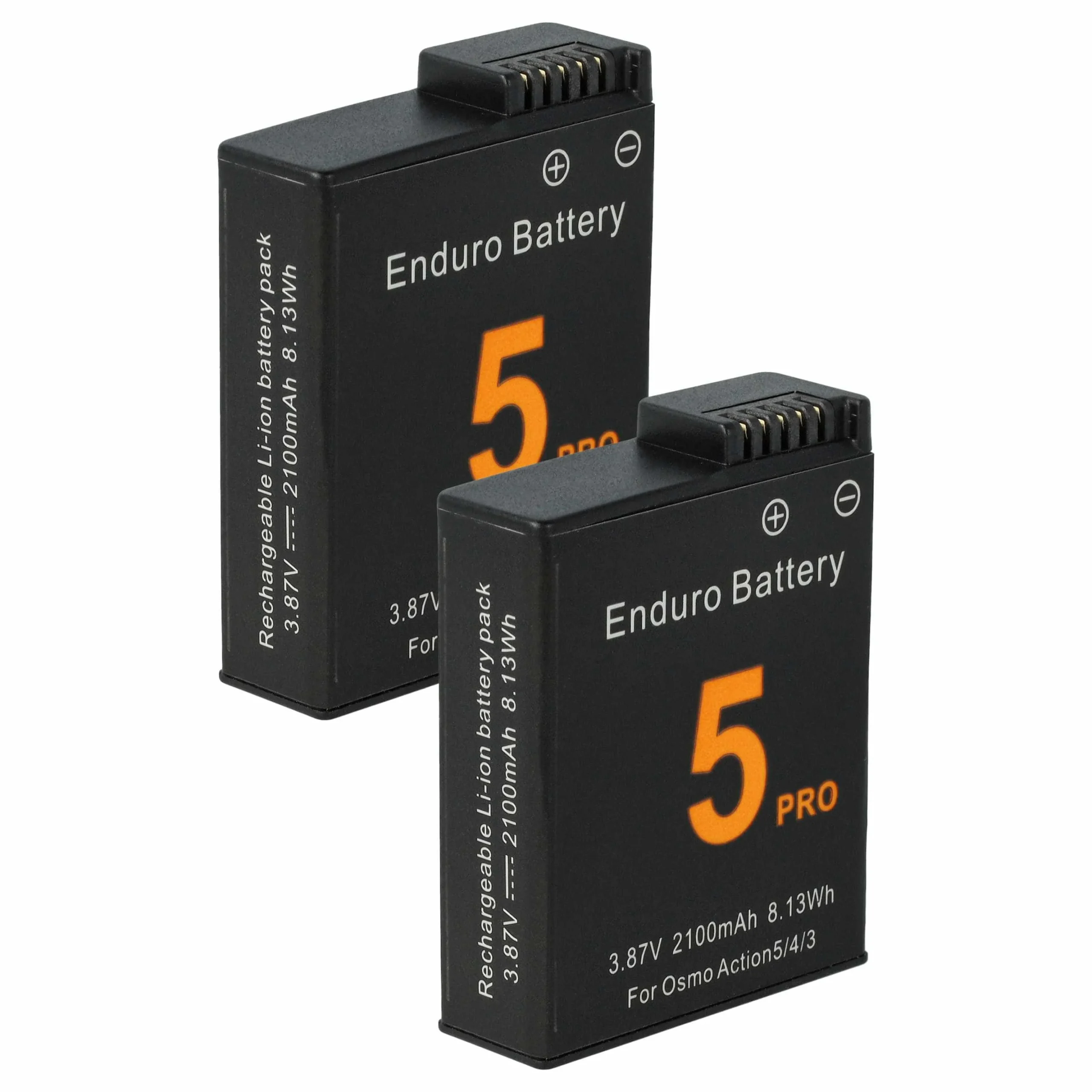 2x Batteries remplace DJI BCX204-1950-3.87, CP.OS.00000370.01 pour caméra de poche DJI- 2100mAh 3,8V Li-ion