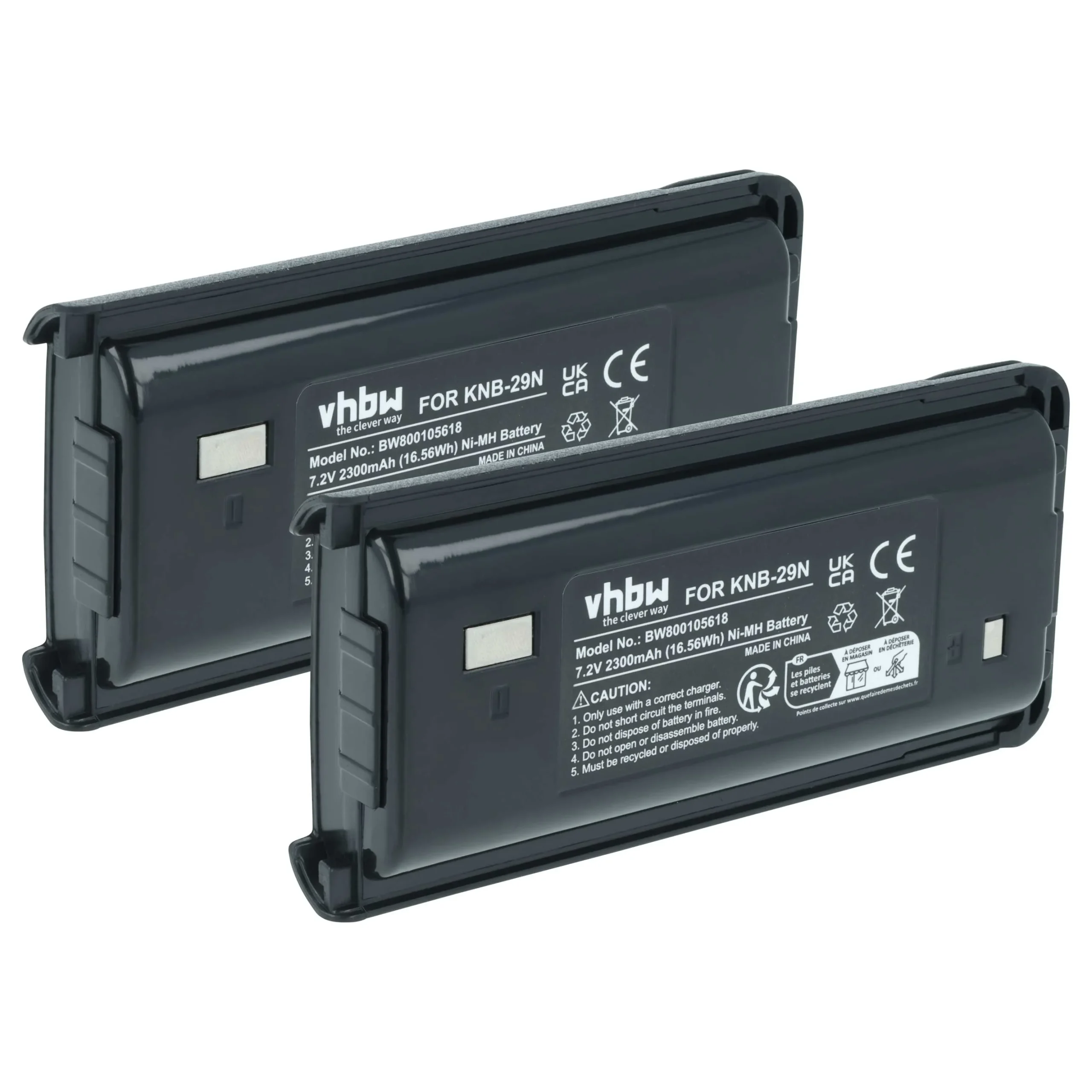 2x Batteries remplace Kenwood BPKNB29MHXT-1, BPKNB29MH pour radio talkie-walkie Kenwood- 2300mAh 7,2V NiMH